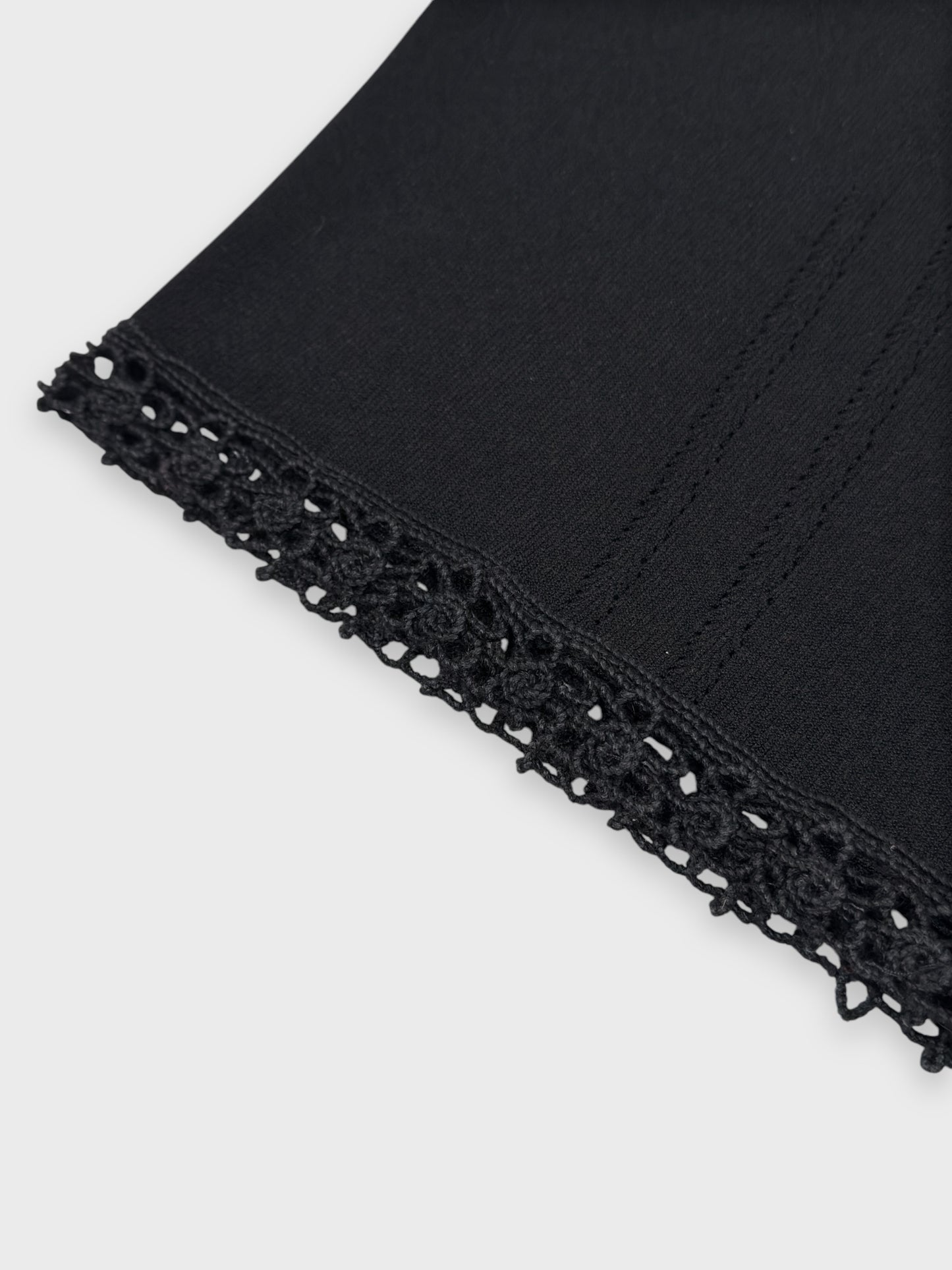 Blumarine Early 2000s Black Knit Crochet Trim Top - Relova Archiva