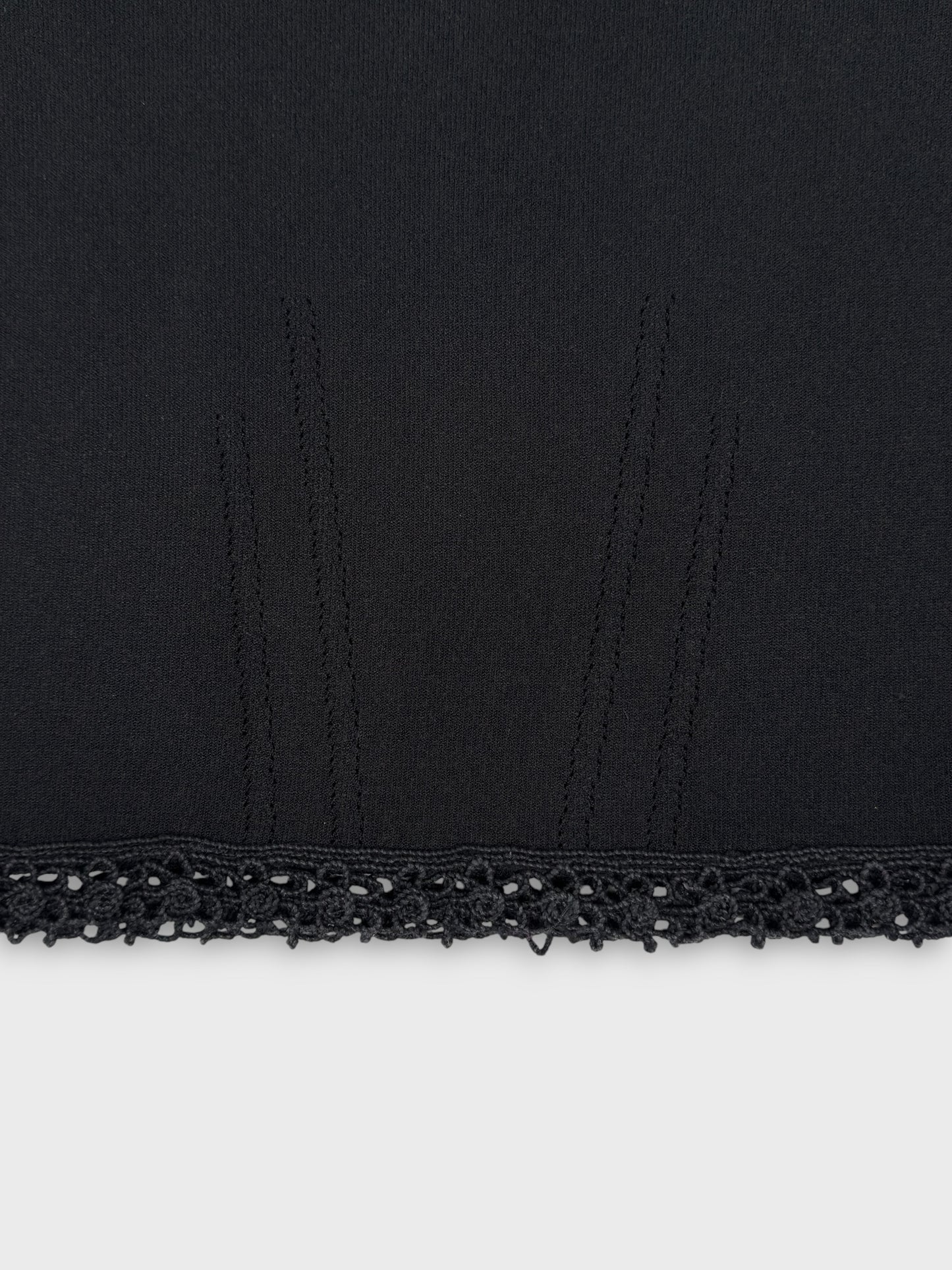 Blumarine Early 2000s Black Knit Crochet Trim Top - Relova Archiva