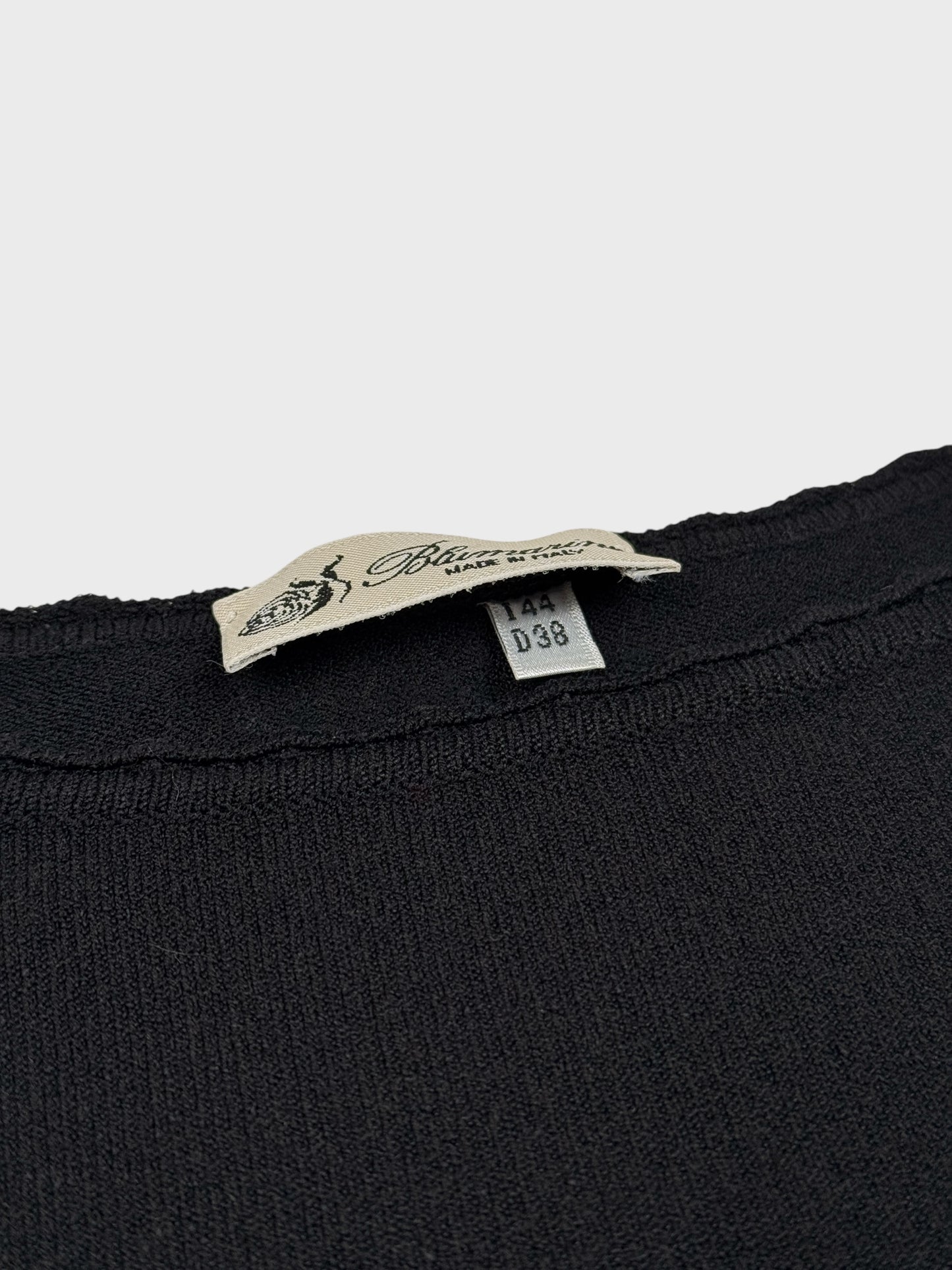 Blumarine Early 2000s Black Knit Crochet Trim Top - Relova Archiva