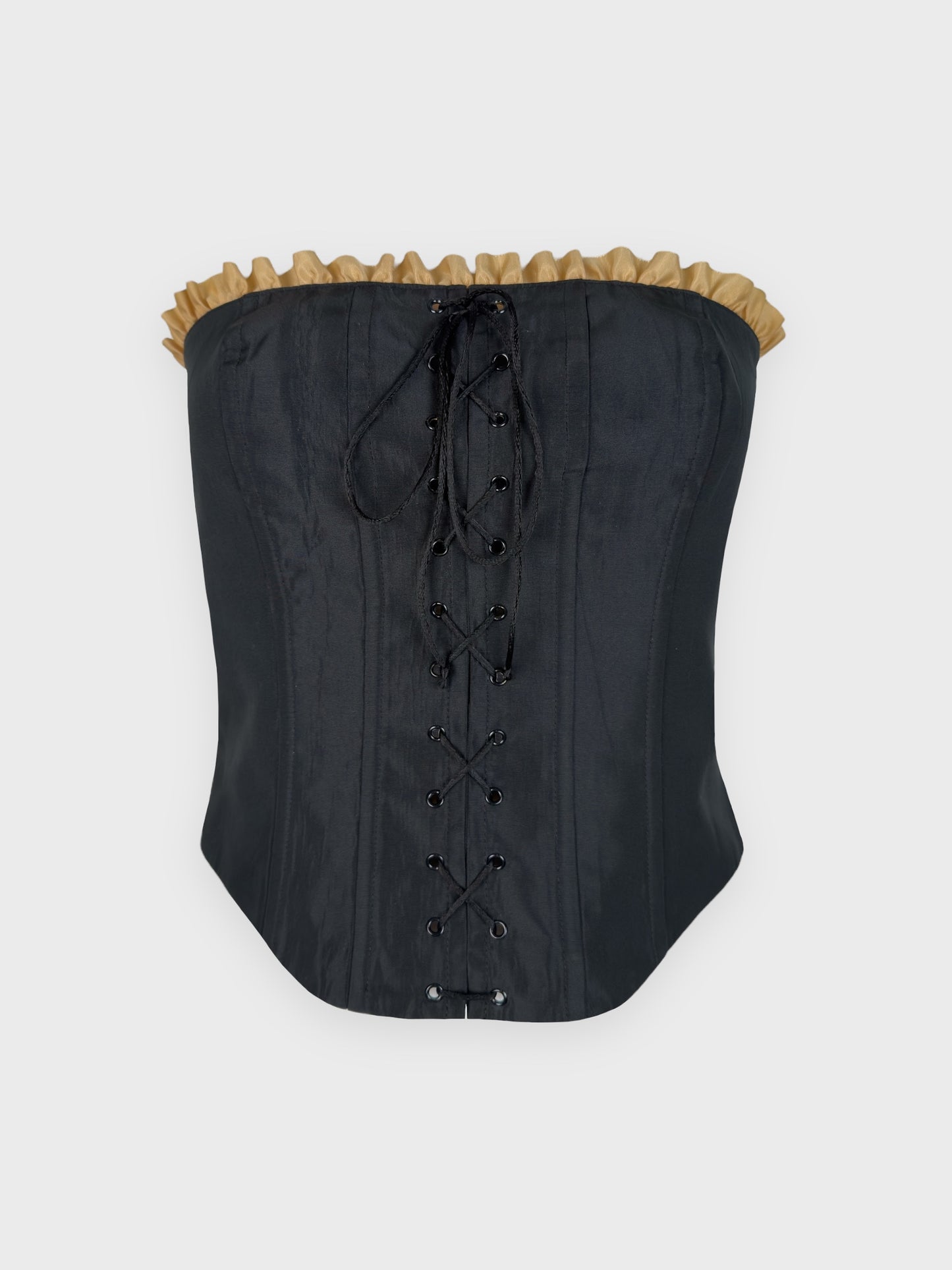 Blumarine 2000s Black Lace Up Ruffle Corset - Relova Archiva