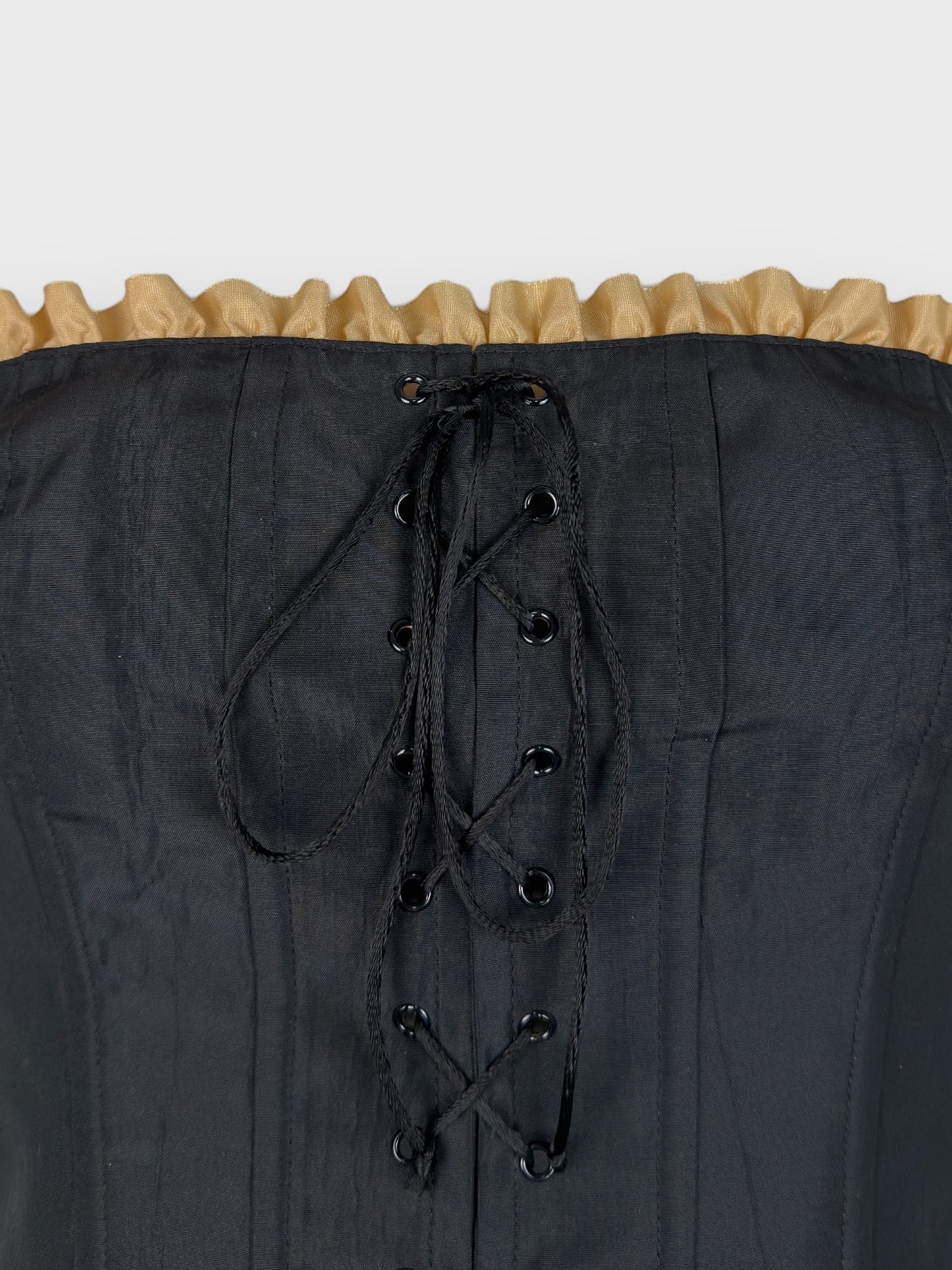 Blumarine 2000s Black Lace Up Ruffle Corset - Relova Archiva