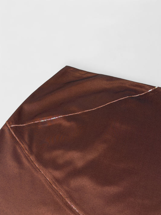 Blumarine 90s 00s Brown Iridescent Asymmetrical Sequins Skirt - Relova Archiva