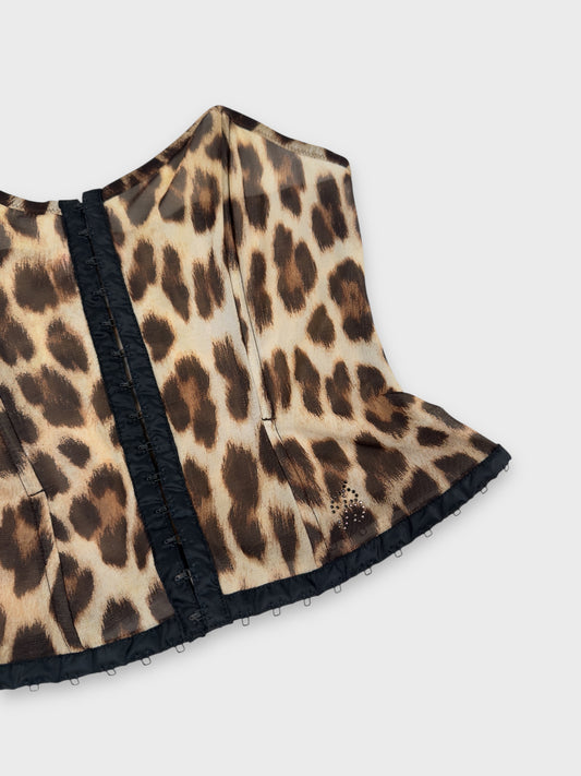 Blumarine Beachwear SS 2003 Leopard Mesh Corset - Relova Archiva