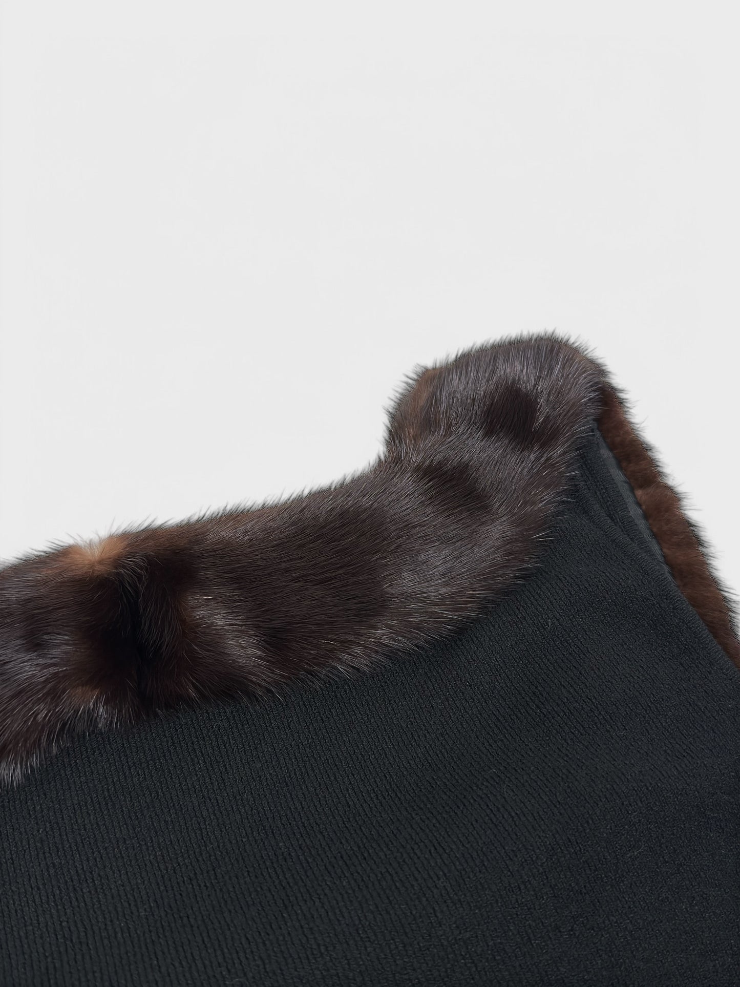 Blumarine FW 1999 Brown Fur Trim Knit Top - Relova Archiva