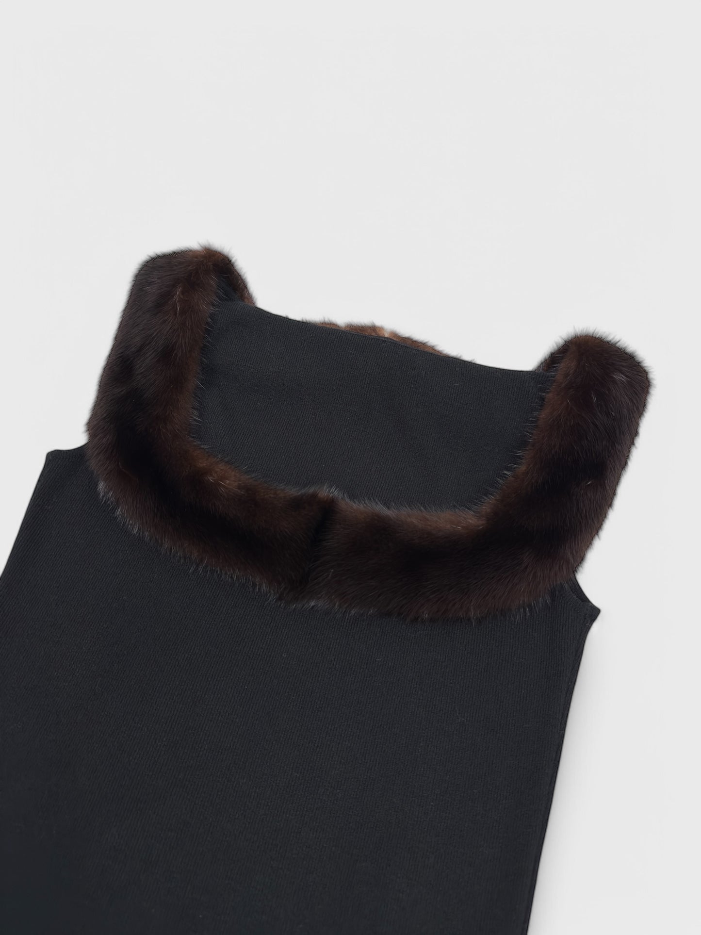 Blumarine FW 1999 Brown Fur Trim Knit Top - Relova Archiva
