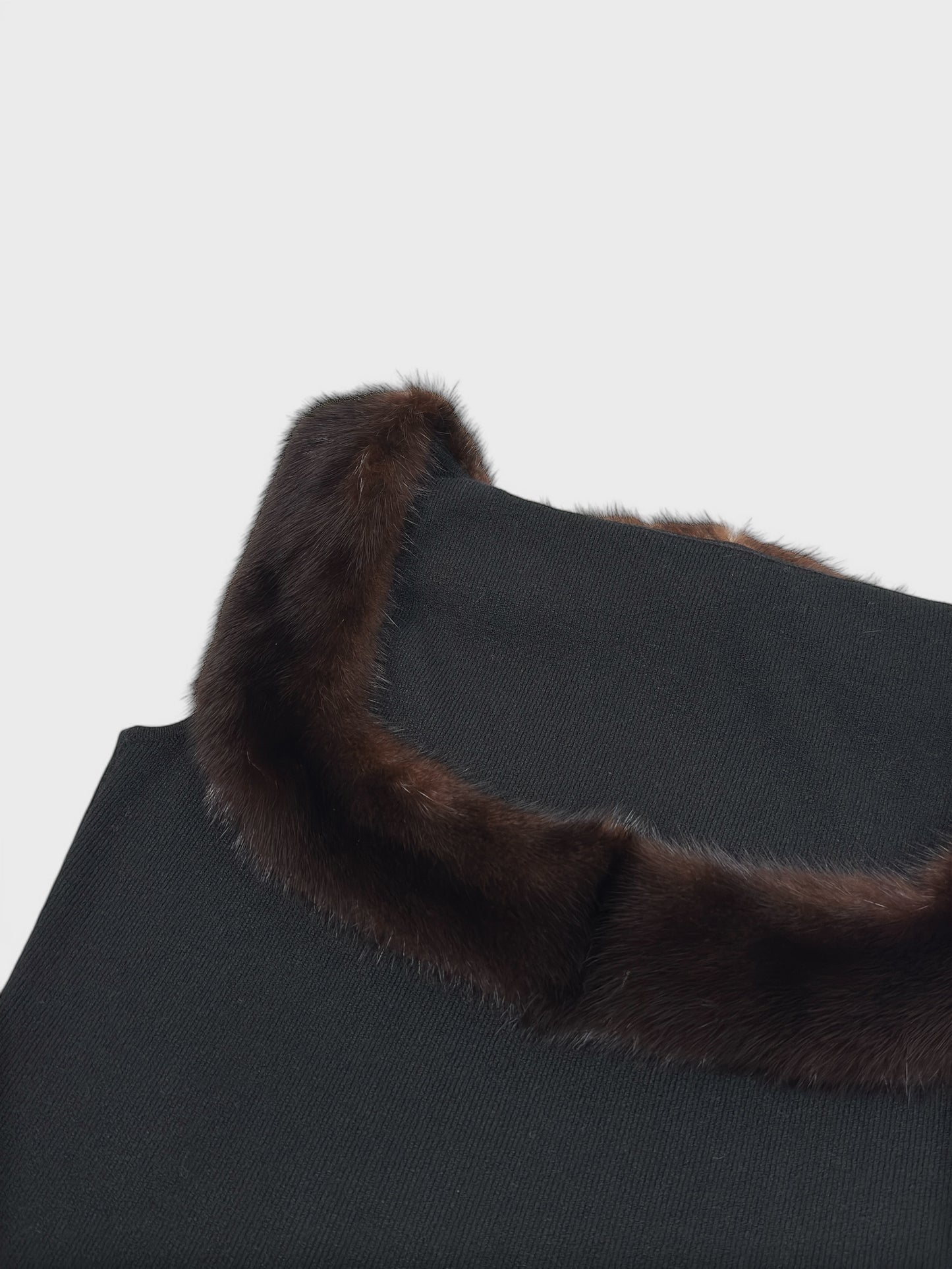 Blumarine FW 1999 Brown Fur Trim Knit Top - Relova Archiva
