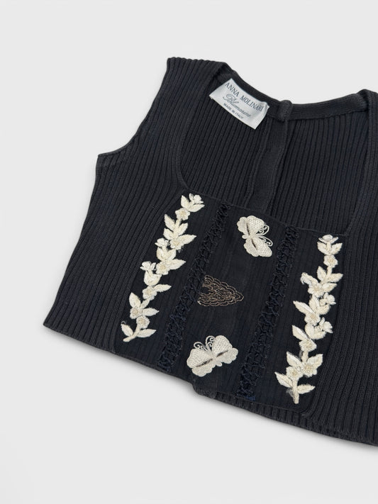 Blumarine SS 1994 Embroidered Knitted Top - Relova Archiva