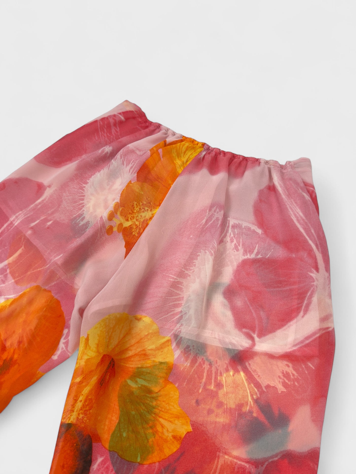 Blumarine SS 2002 Hibiscus Flower Print Silk Trousers - Relova Archiva