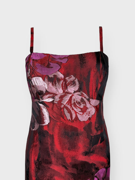 Blumarine FW 2007 Floral Silk Midi Dress - Relova Archiva