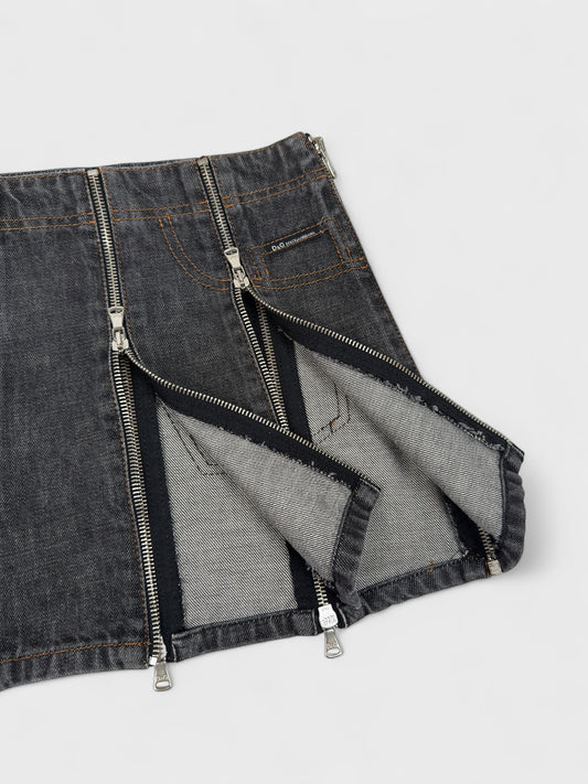 D&G by Dolce&Gabbana FW 2003 Multi Zip Denim Skirt - Relova Archiva