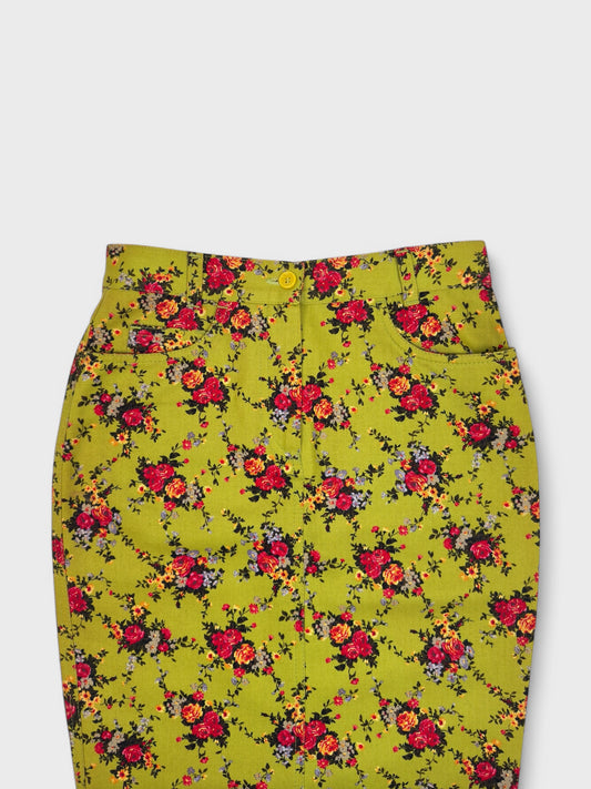 D&G by Dolce&Gabbana FW 1999 Floral Print Faux Fur Midi Skirt - Relova Archiva