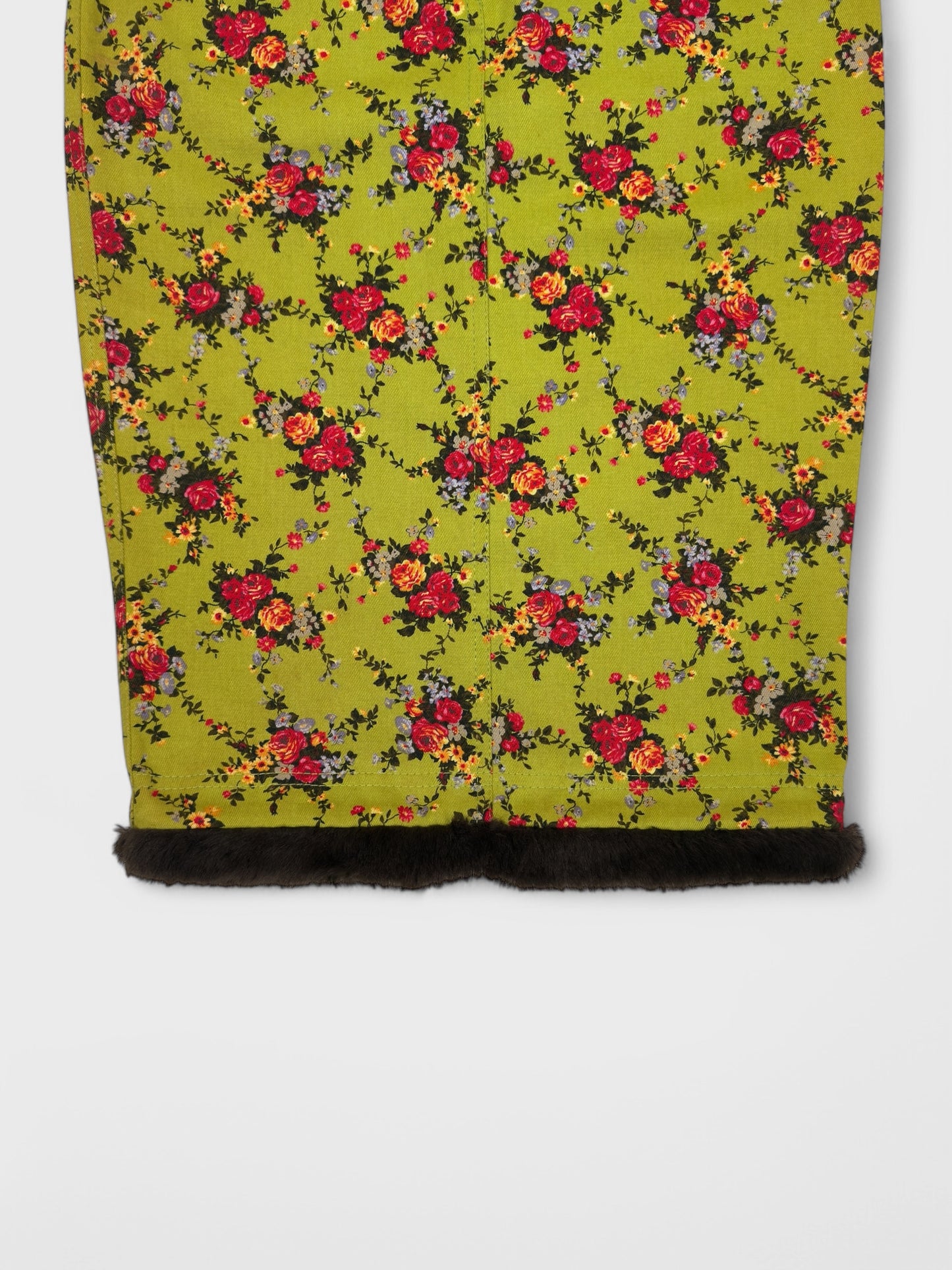 D&G by Dolce&Gabbana FW 1999 Floral Print Faux Fur Midi Skirt - Relova Archiva