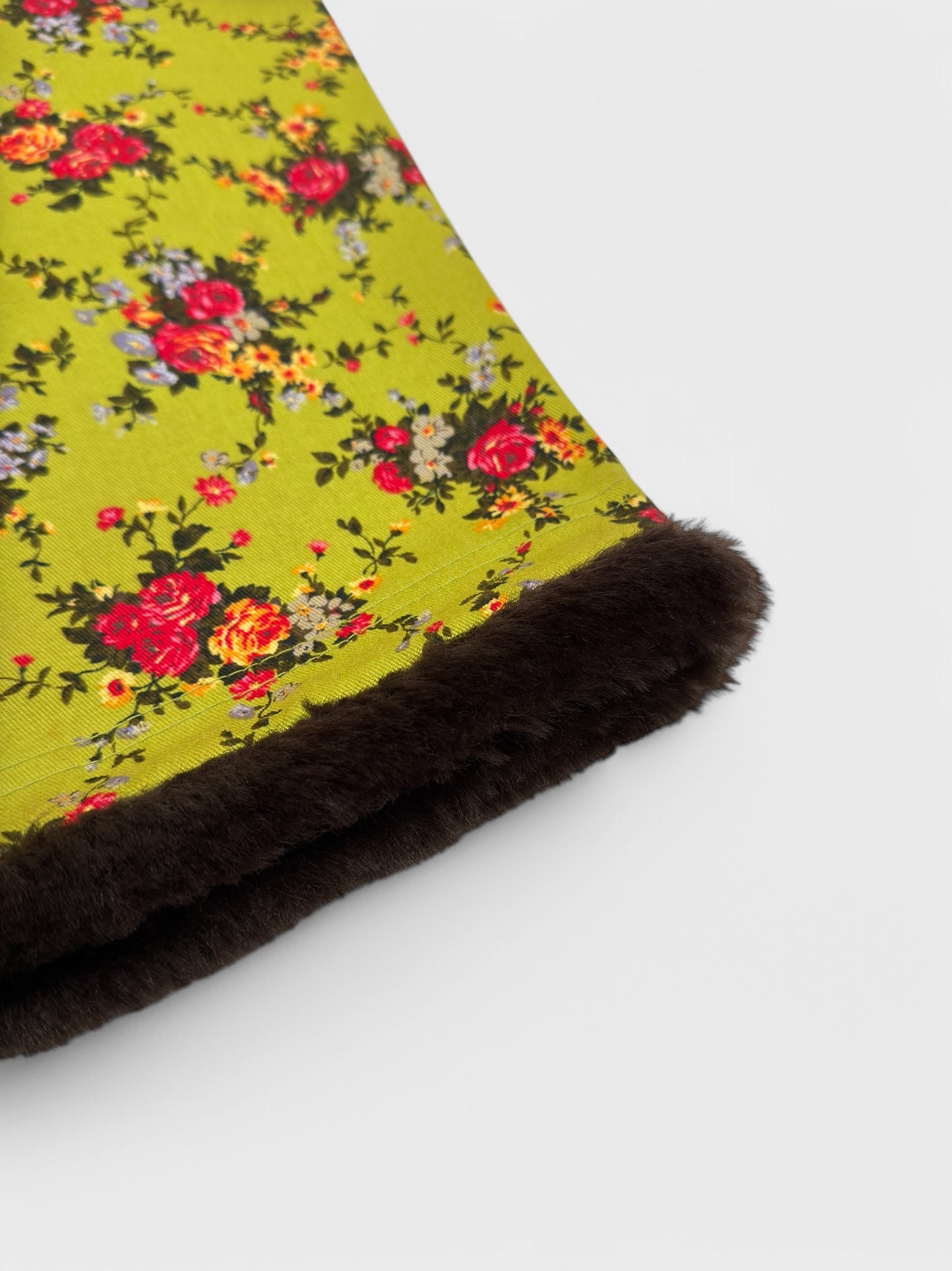 D&G by Dolce&Gabbana FW 1999 Floral Print Faux Fur Midi Skirt - Relova Archiva