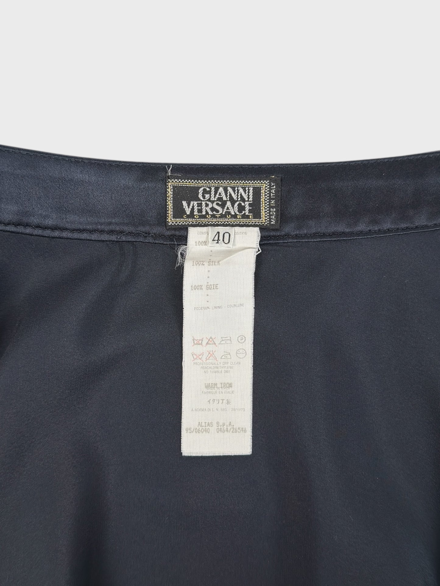 Gianni Versace SS 1995 Navy Blue Silk Skirt - Relova Archiva