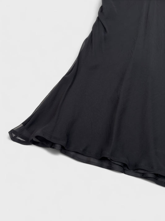 MOSCHINO Cheap And Chic 1990s Black Silk Long Skirt - Relova Archiva