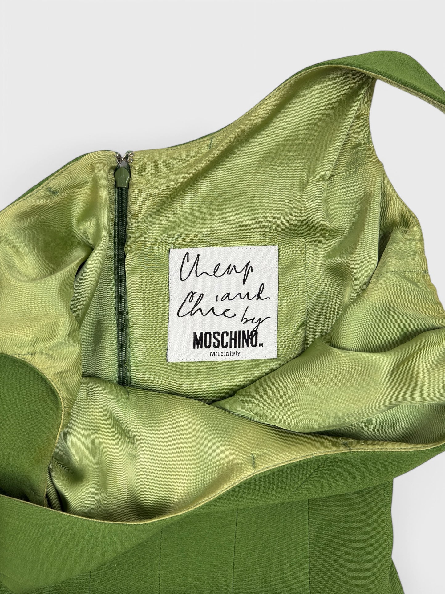Moschino Cheap And Chic 90s Olive Green Mini Dress - Relova Archiva