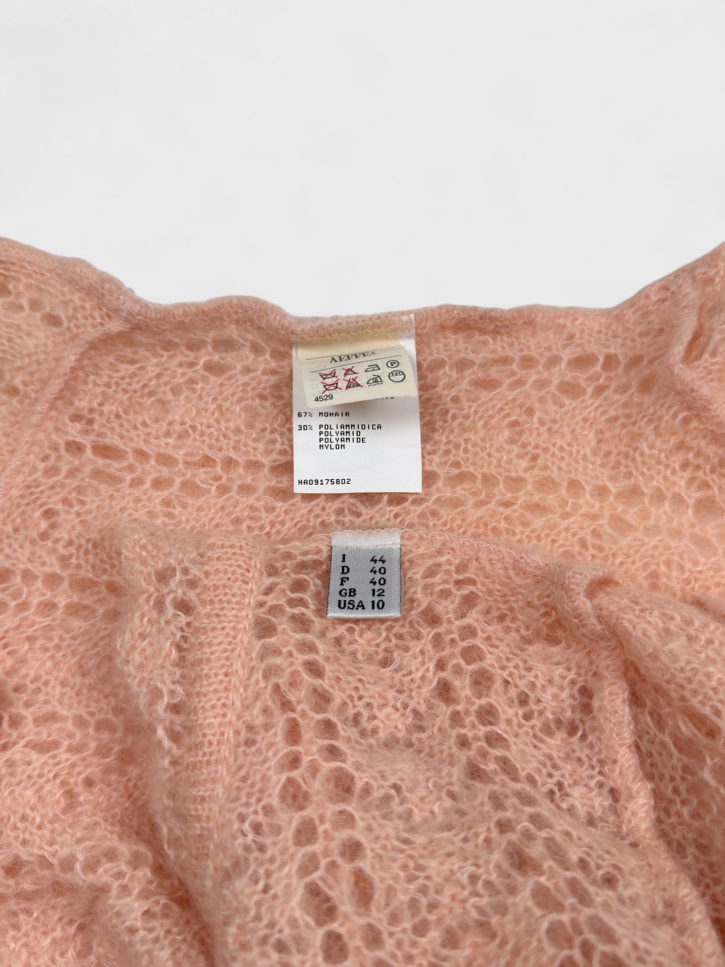 MOSCHINO Cheap And Chic 1990s Peach Pink Mohair Ruffle Sweater - Relova Archiva