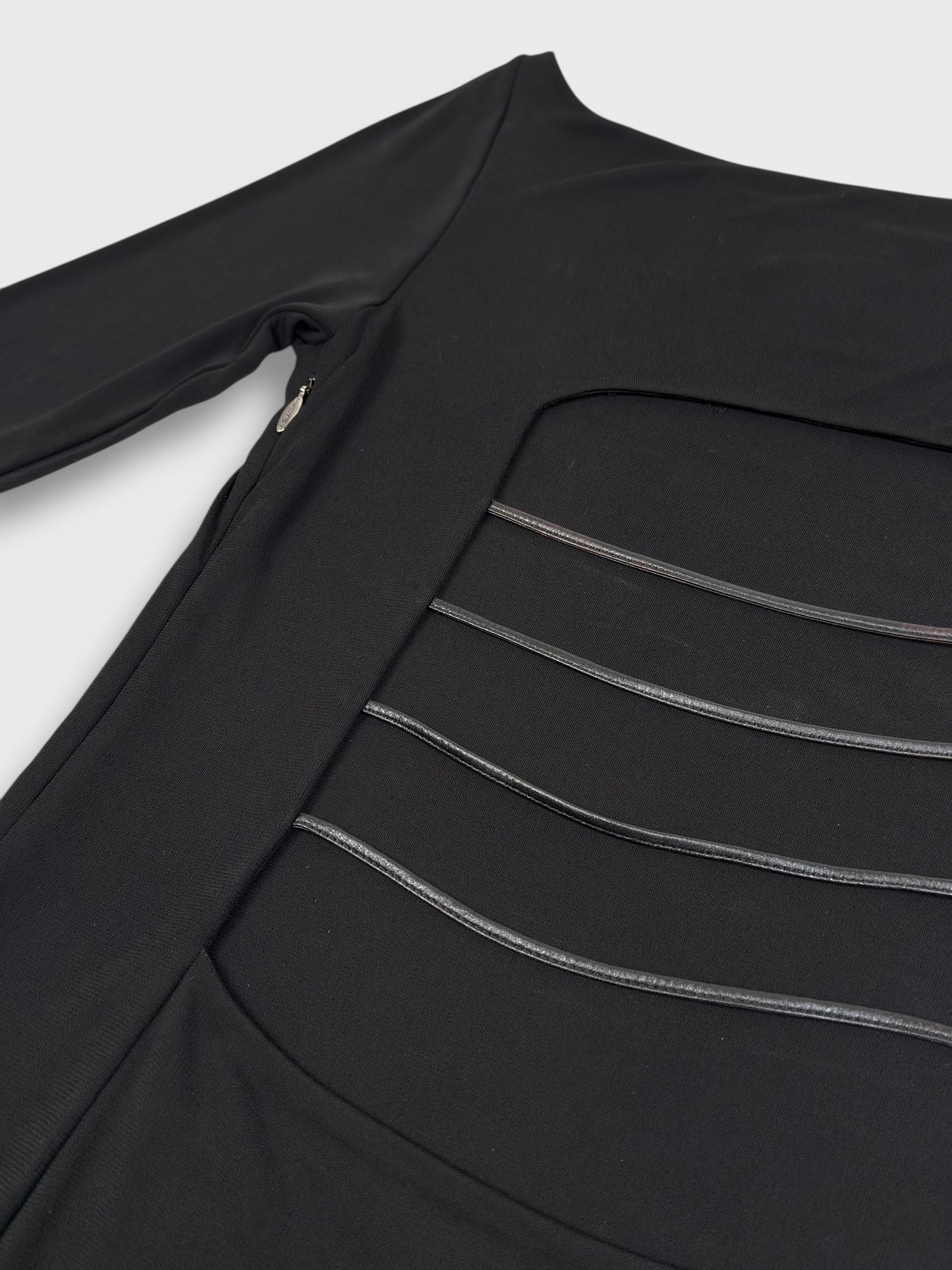 Versus by Gianni Versace 1990s Cut Out Leather Straps Black Midi Dress - Relova Archiva
