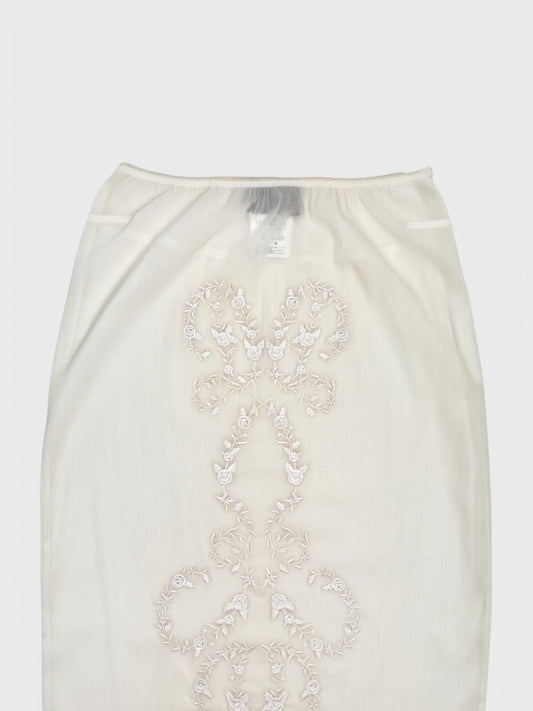 D&G by Dolce&Gabbana SS 1999 Embroidered Ivory Skirt - Relova Archiva