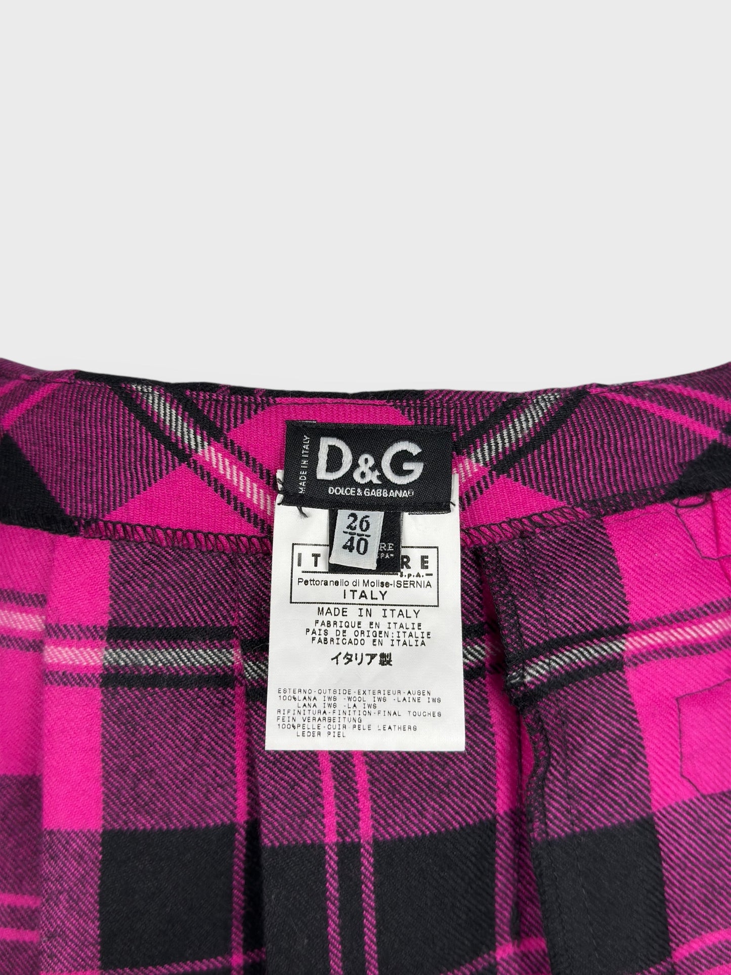 D&G by Dolce&Gabbana FW 2003 Tartan Pleated Wool Skirt - Relova Archiva