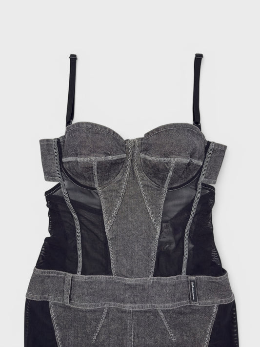 D&G by Dolce&Gabbana 2000s Denim Mesh Cut Out Dress - Relova Archiva