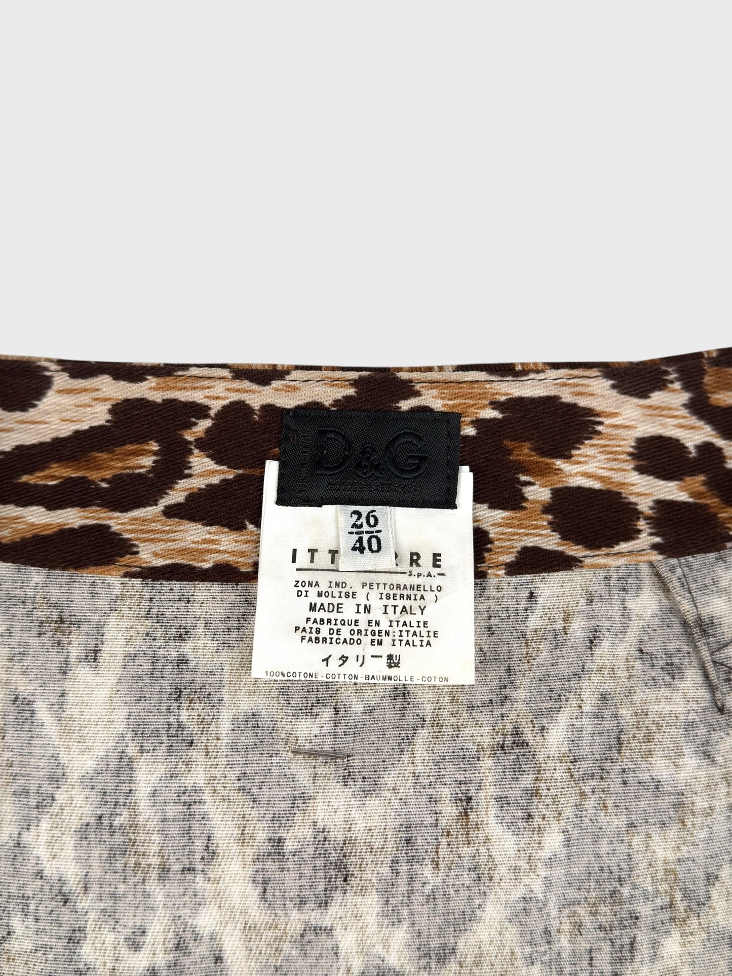 D&G by Dolce&Gabbana SS 2000 Leopard Cross Pins Miniskirt - Relova Archiva