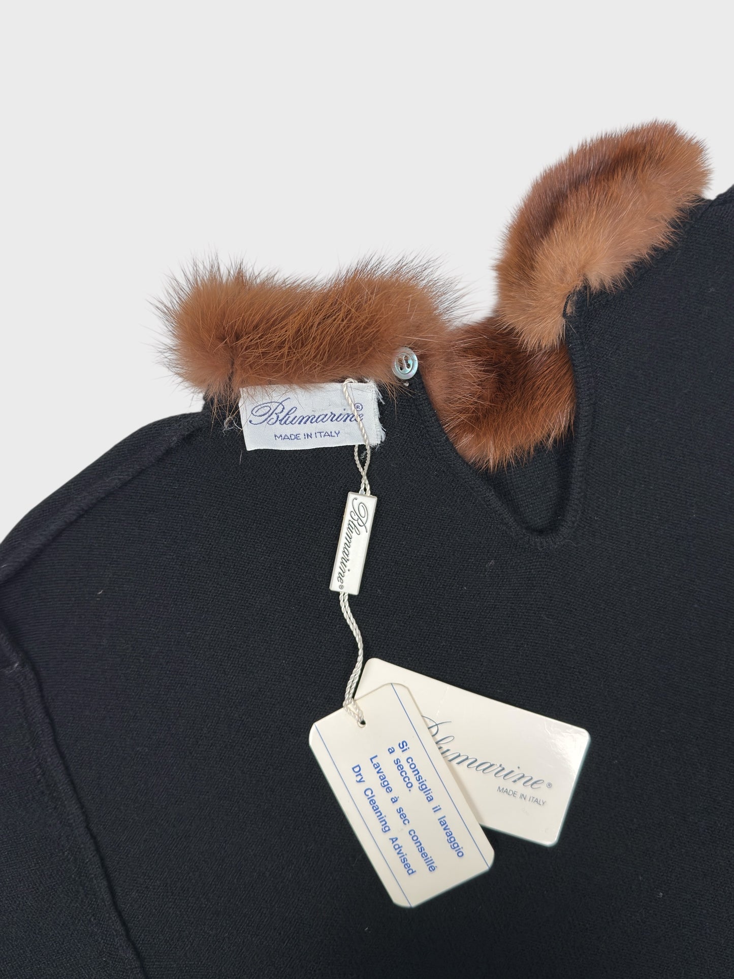 Blumarine 1980s 1990s Wool Cashmere Fur Collar Dress - Relova Archiva
