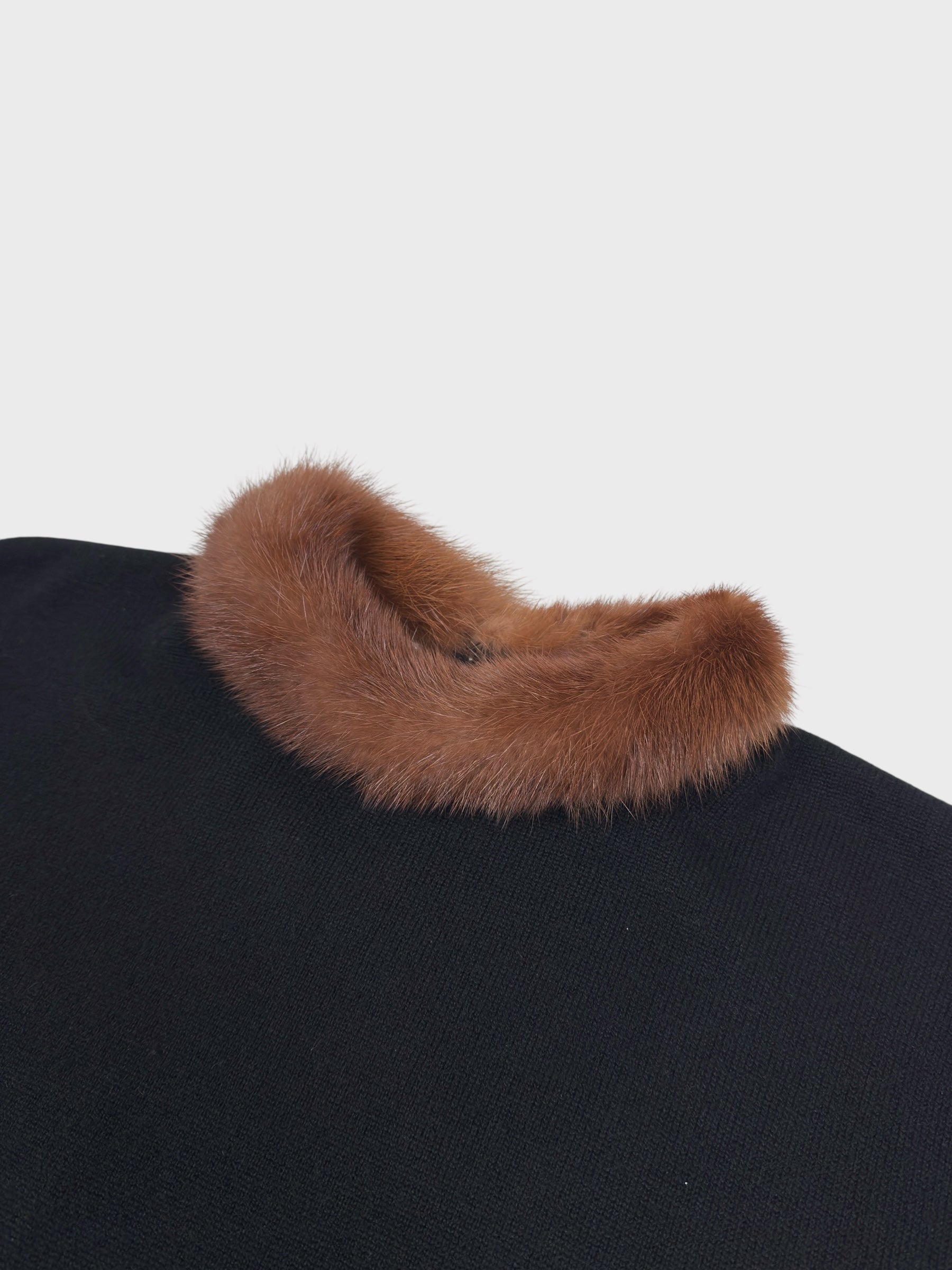 Blumarine 1980s 1990s Wool Cashmere Fur Collar Dress - Relova Archiva