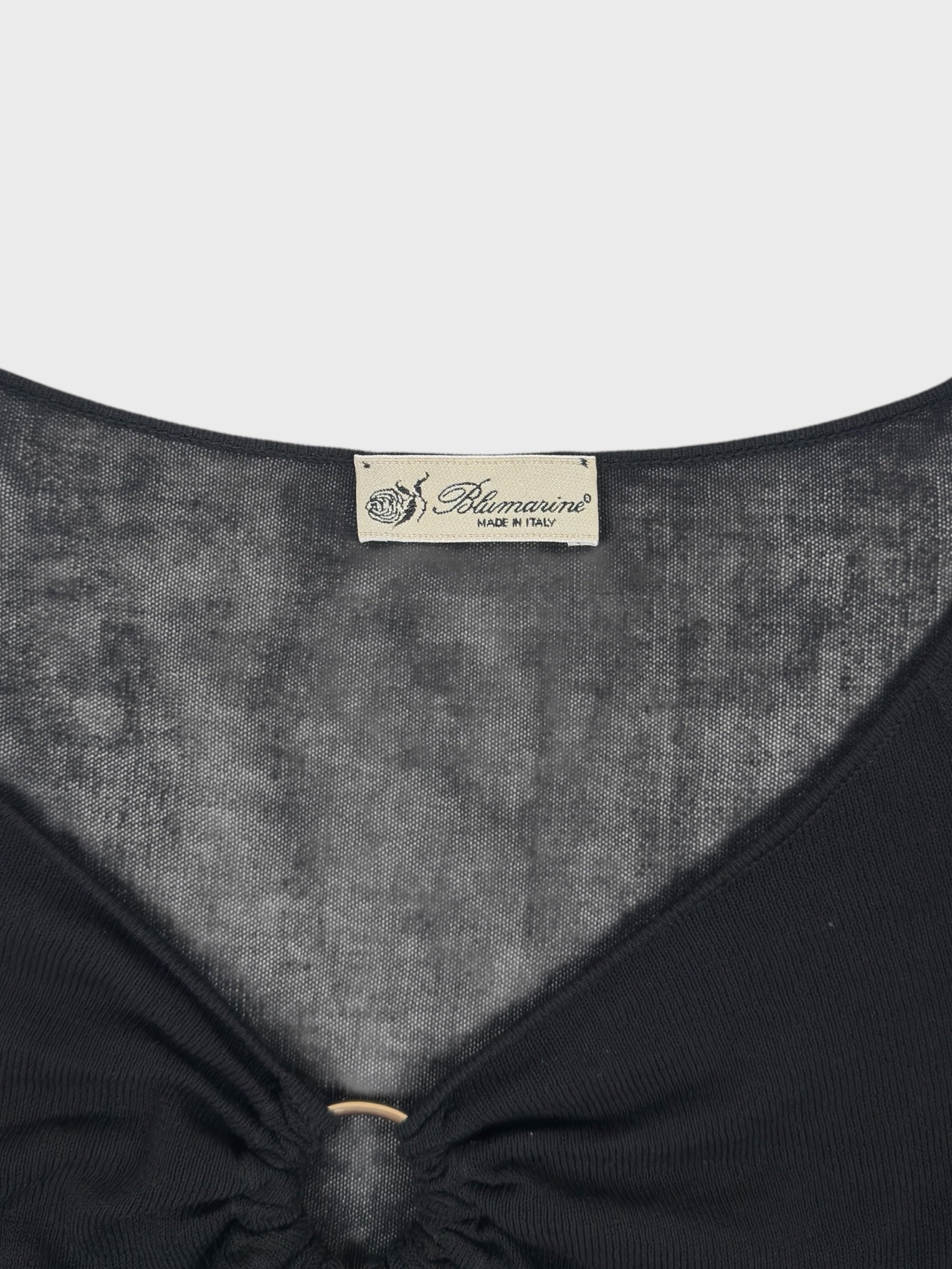Blumarine 2000s Black Cotton Cut Out Rings Top - Relova Archiva
