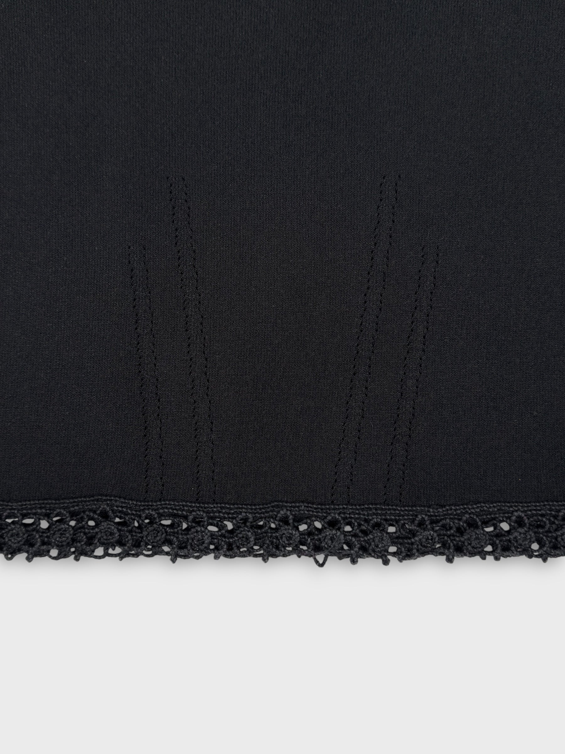 Blumarine Early 2000s Black Knit Crochet Trim Top - Relova Archiva