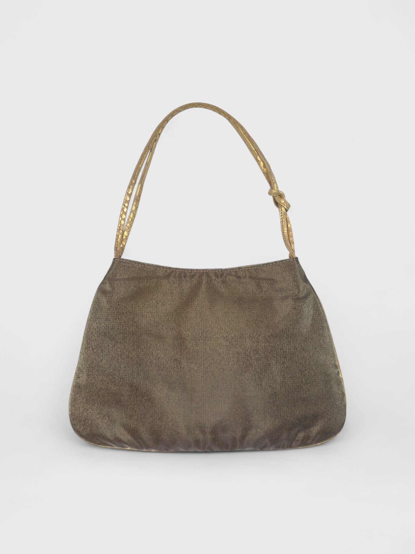 Blumarine 2000s Beige Iridescent Flower Knot Bag - Relova Archiva