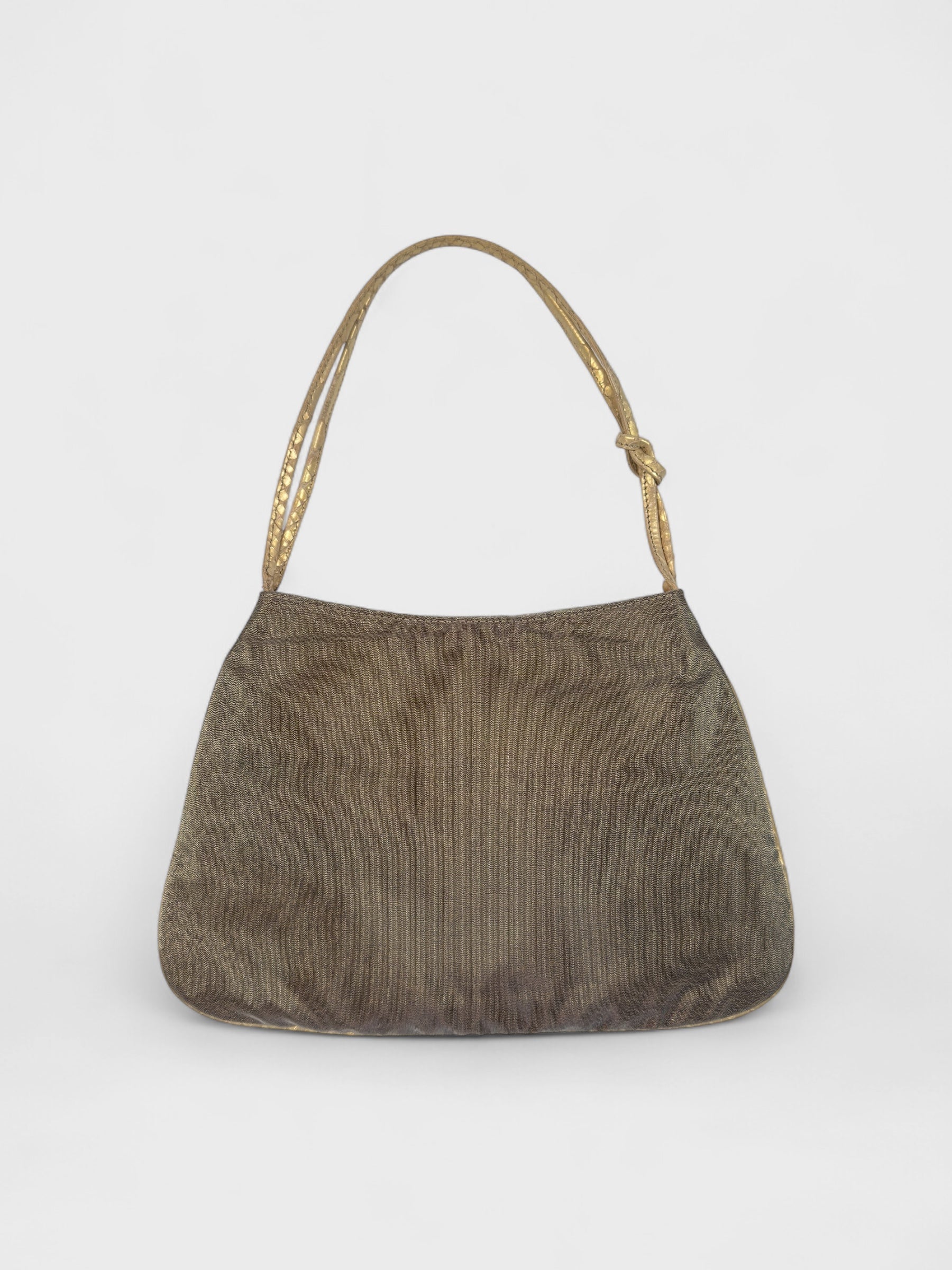 Blumarine 2000s Beige Iridescent Flower Knot Bag - Relova Archiva
