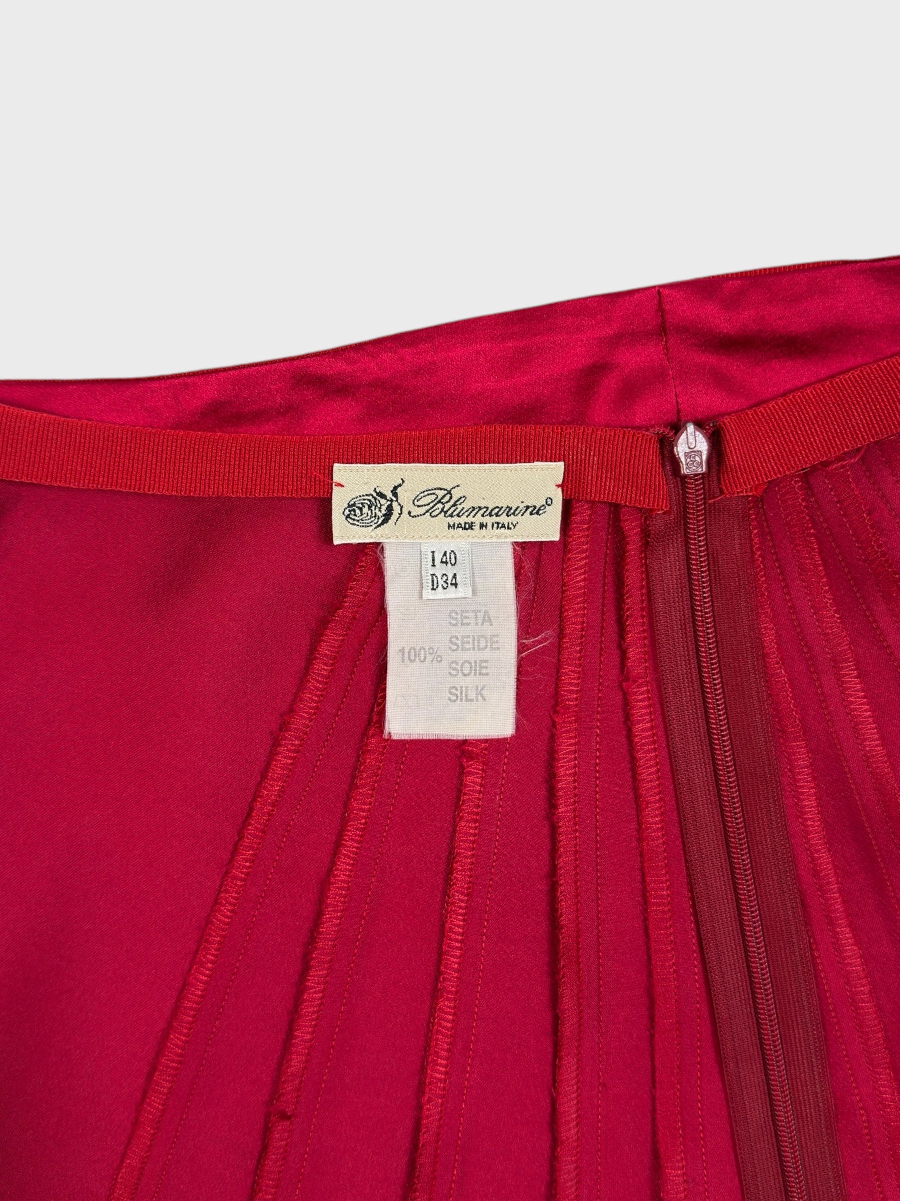 Blumarine Early 2000s Red Silk Maxi Skirt - Relova Archiva