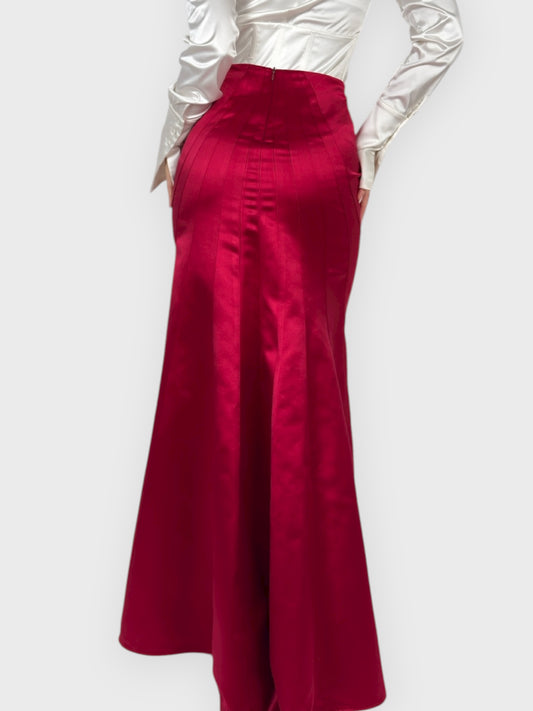 Blumarine Early 2000s Red Silk Maxi Skirt - Relova Archiva