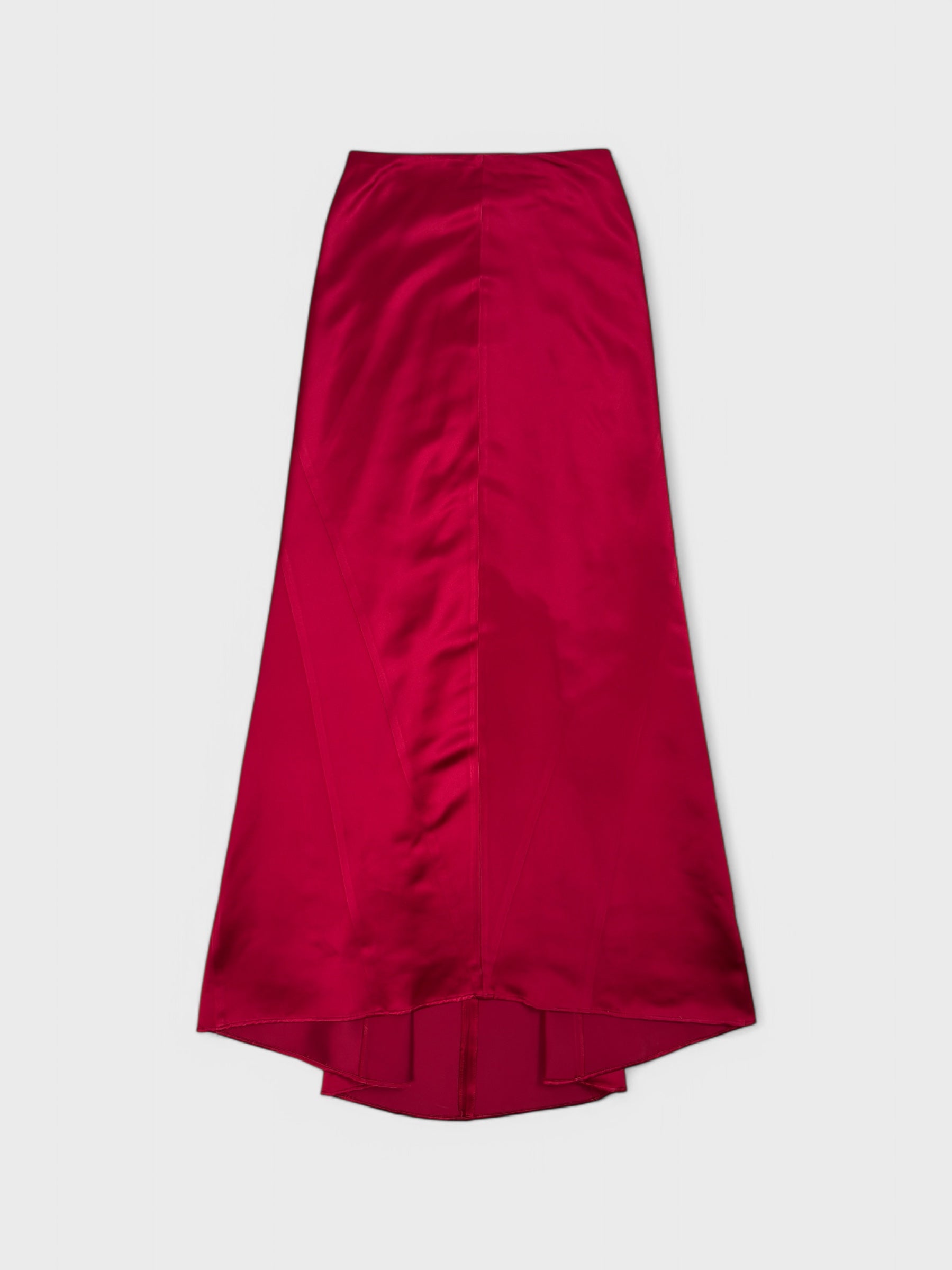 Blumarine Early 2000s Red Silk Maxi Skirt - Relova Archiva