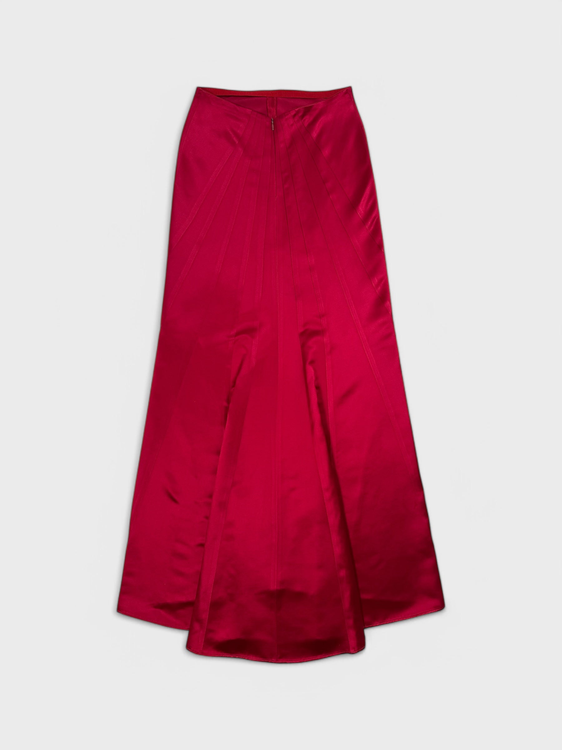 Blumarine Early 2000s Red Silk Maxi Skirt - Relova Archiva
