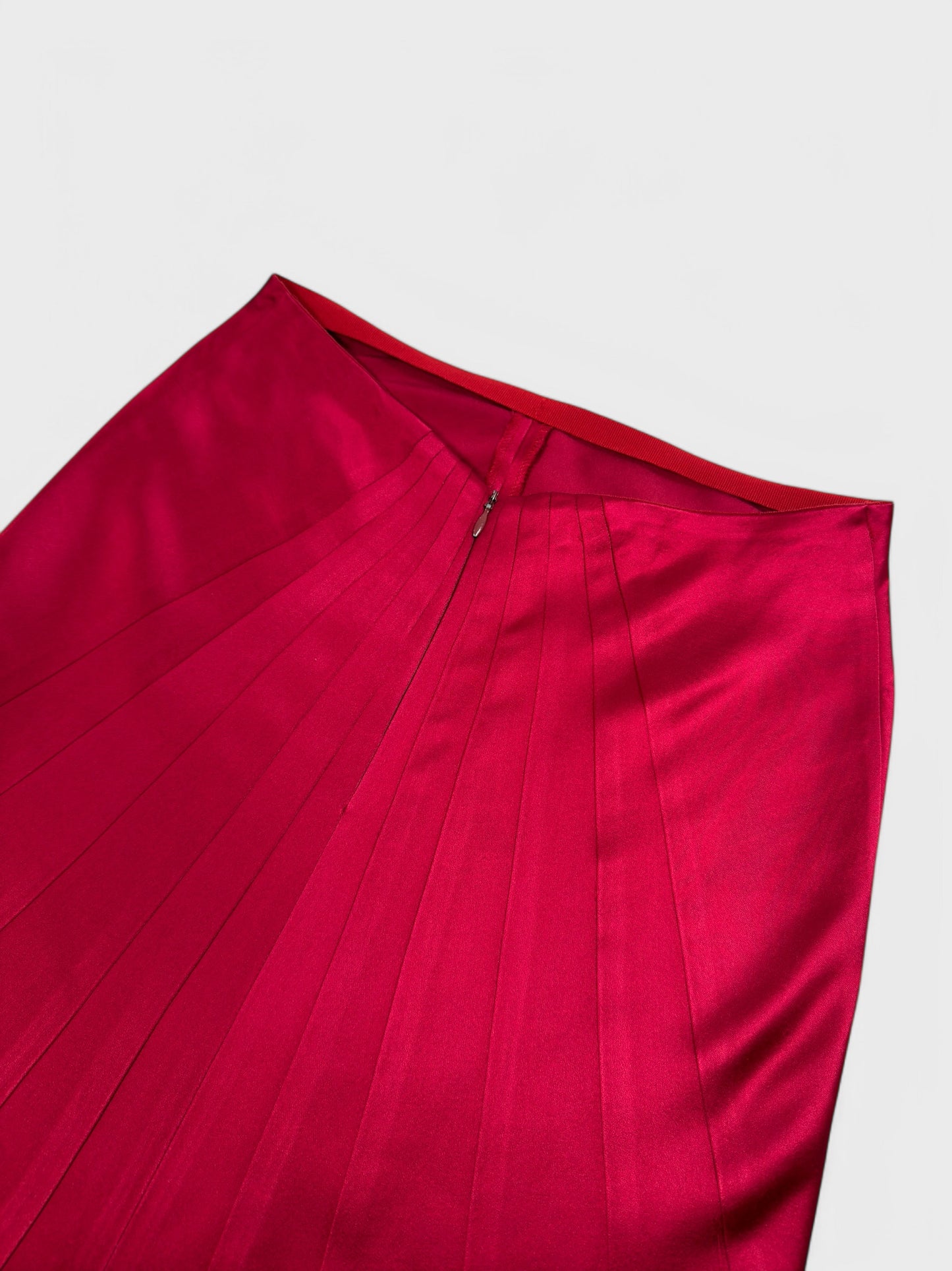 Blumarine Early 2000s Red Silk Maxi Skirt - Relova Archiva