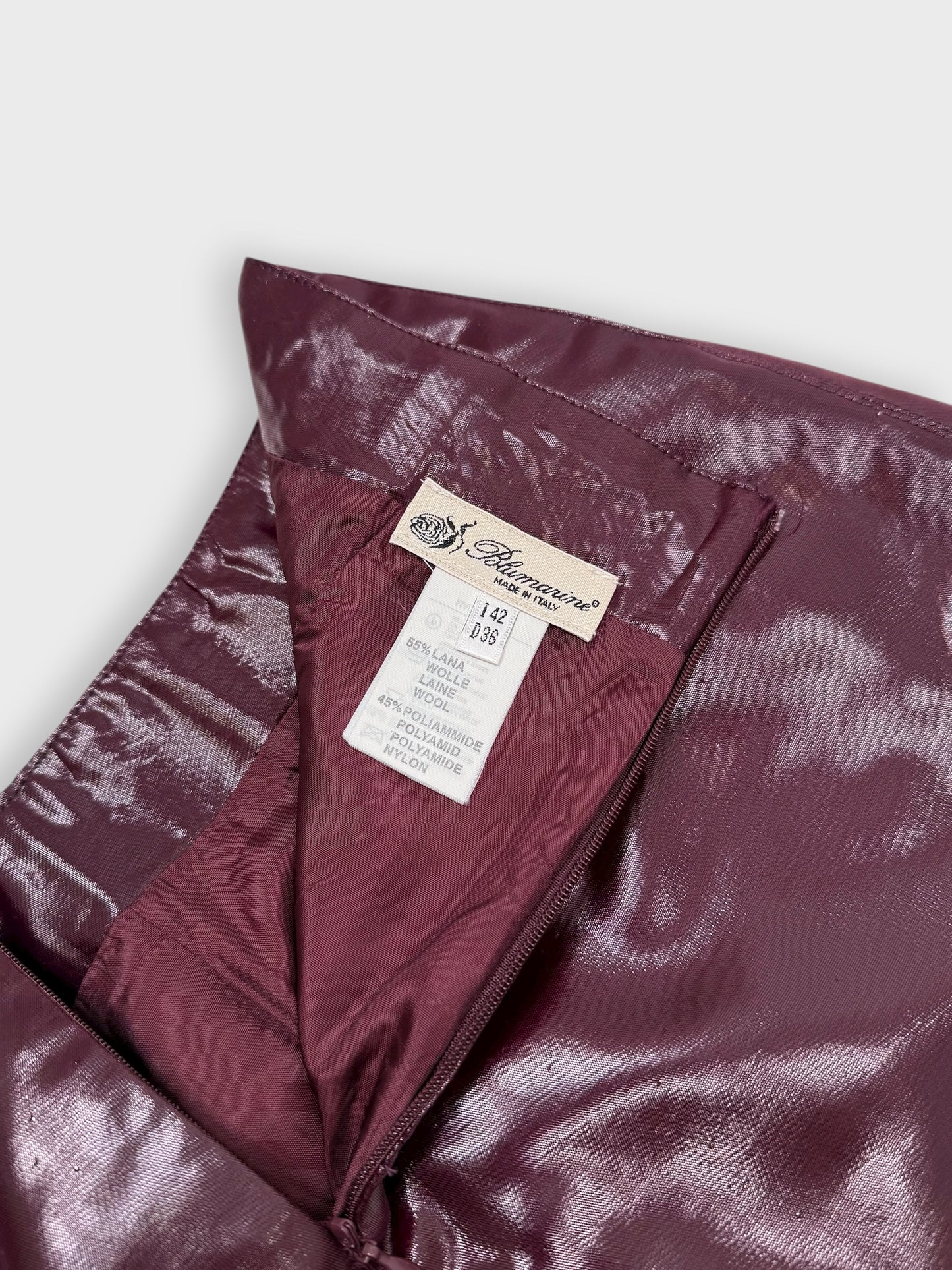 Blumarine 2000s Shiny Burgundy Midi Skirt - Relova Archiva