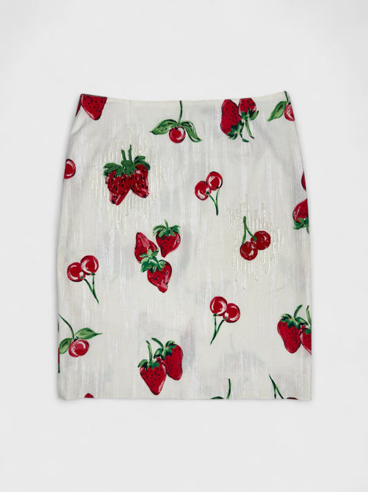 Blumarine 2000s Strawberry Cherry Print Skirt - Relova Archiva