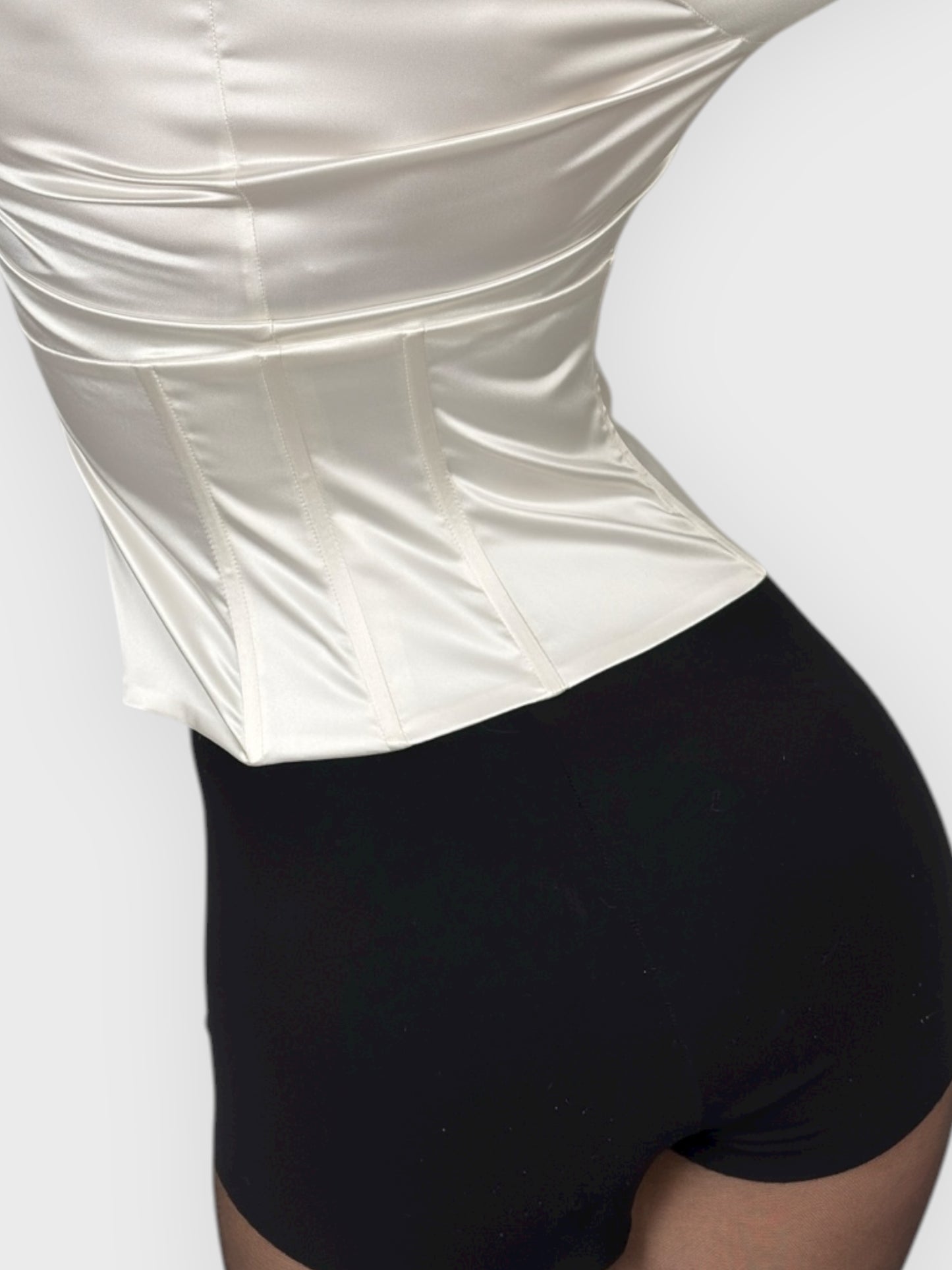 Blumarine 2000s White Satin Corset Shirt - Relova Archiva