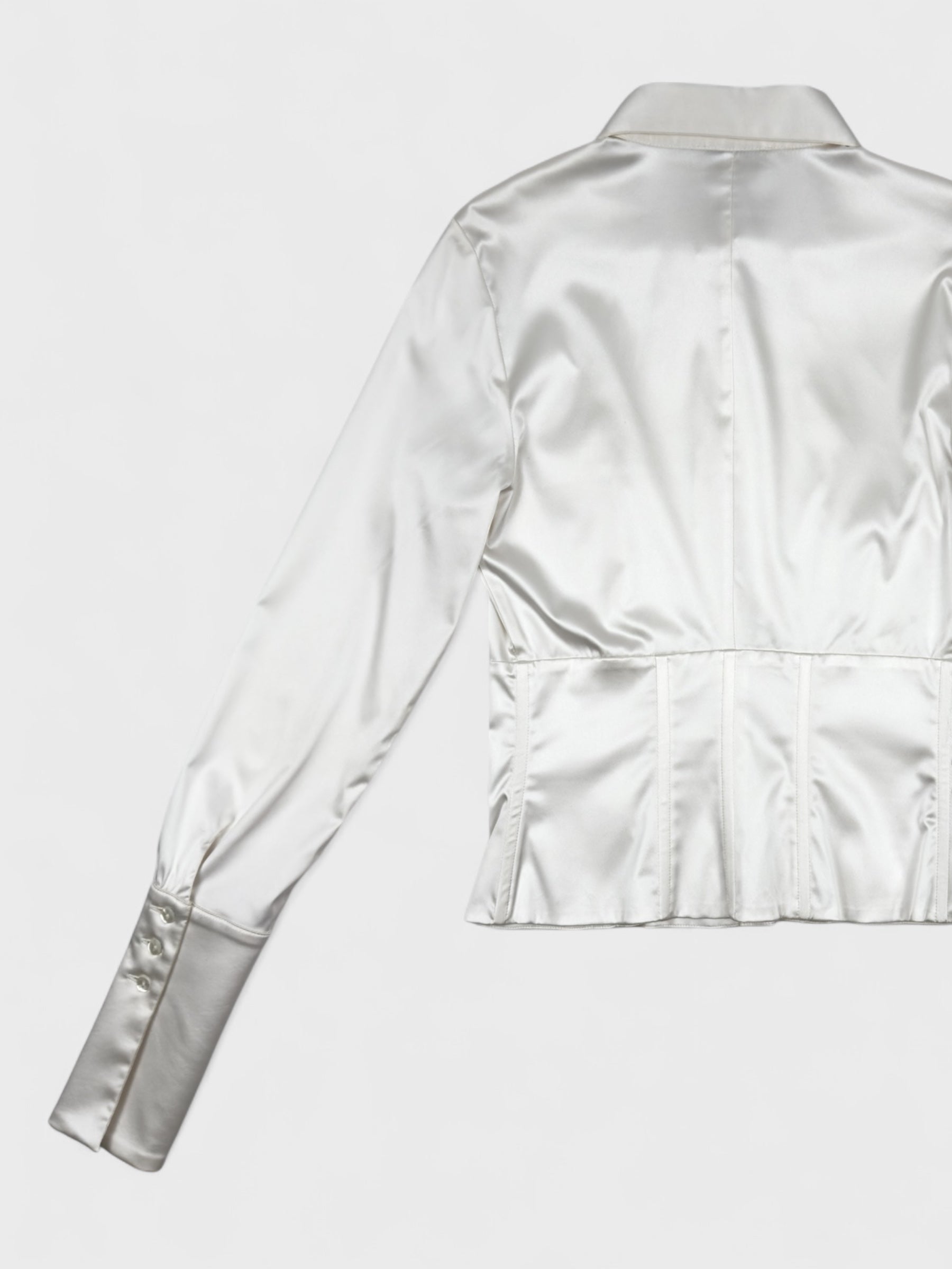 Blumarine 2000s White Satin Corset Shirt - Relova Archiva