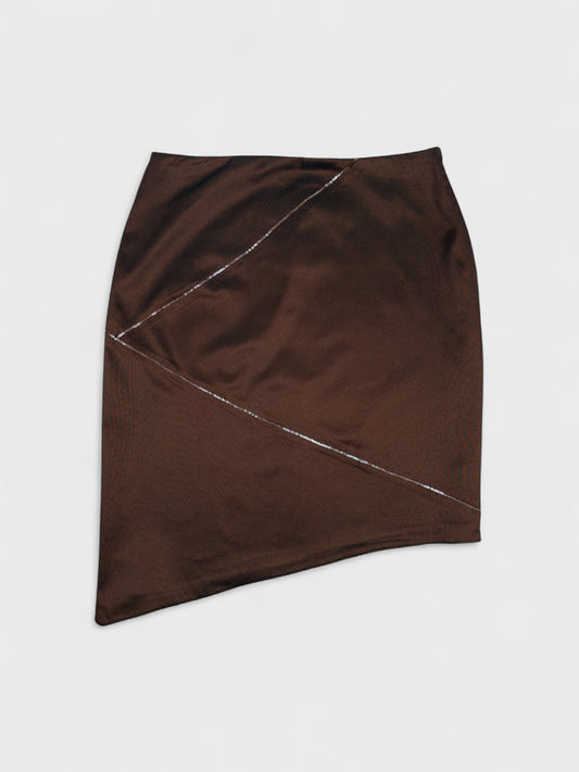 Blumarine 90s 00s Brown Iridescent Asymmetrical Sequins Skirt - Relova Archiva