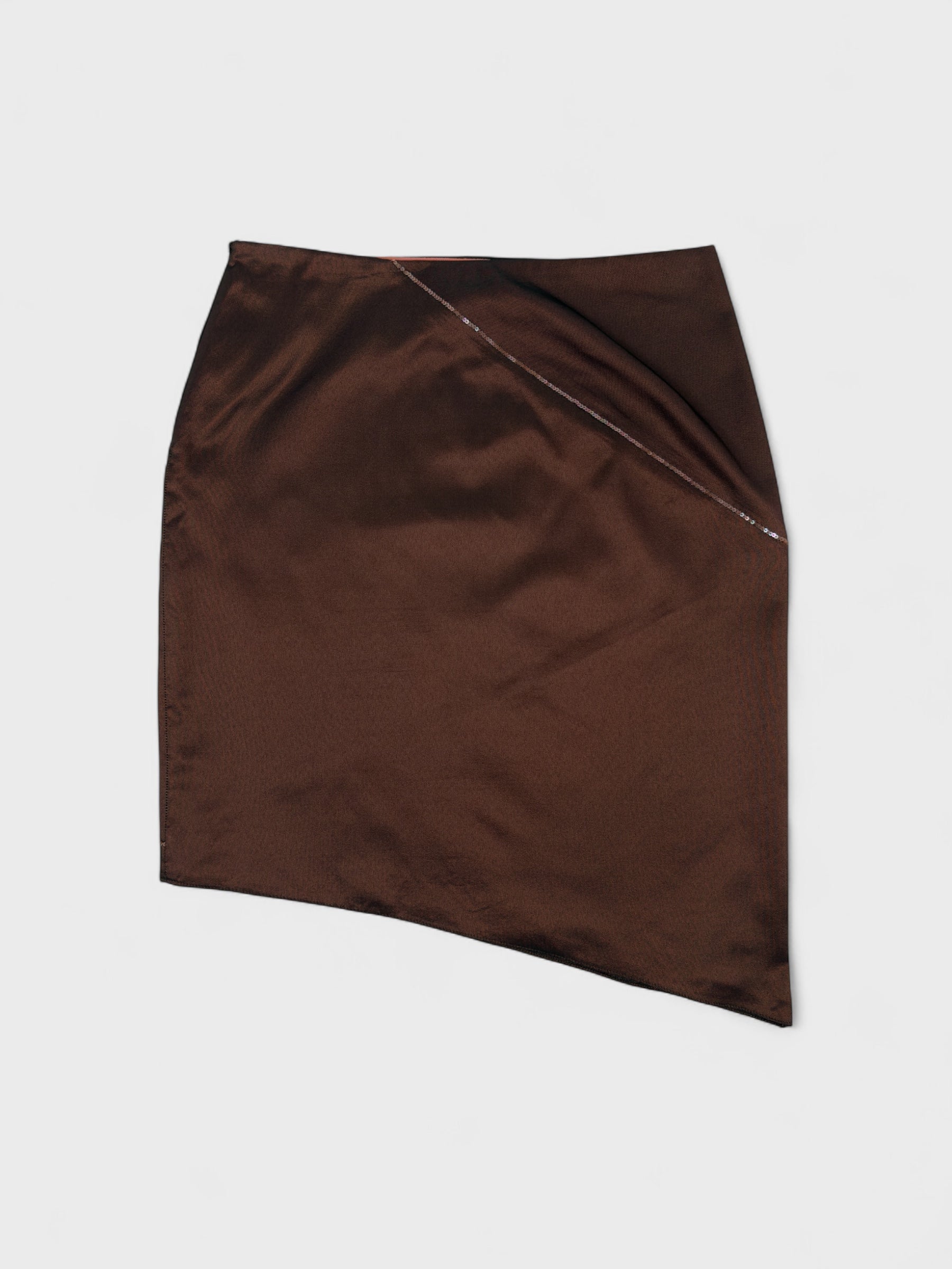 Blumarine 90s 00s Brown Iridescent Asymmetrical Sequins Skirt - Relova Archiva