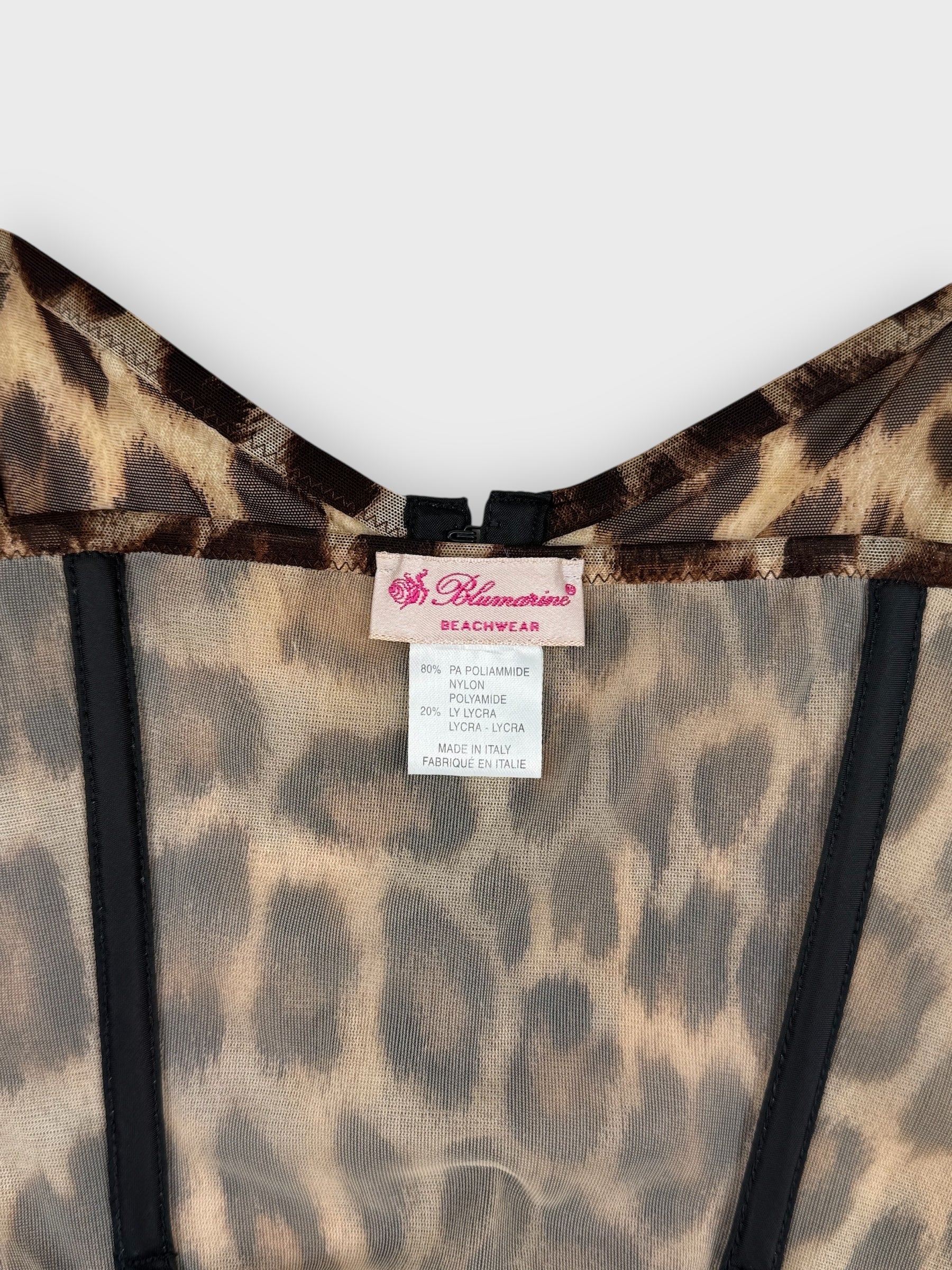 Blumarine Beachwear SS 2003 Leopard Mesh Corset - Relova Archiva