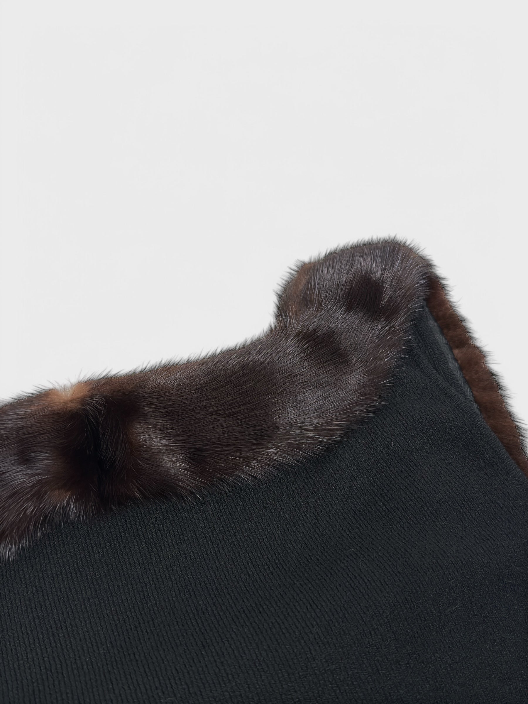 Blumarine FW 1999 Brown Fur Trim Knit Top - Relova Archiva