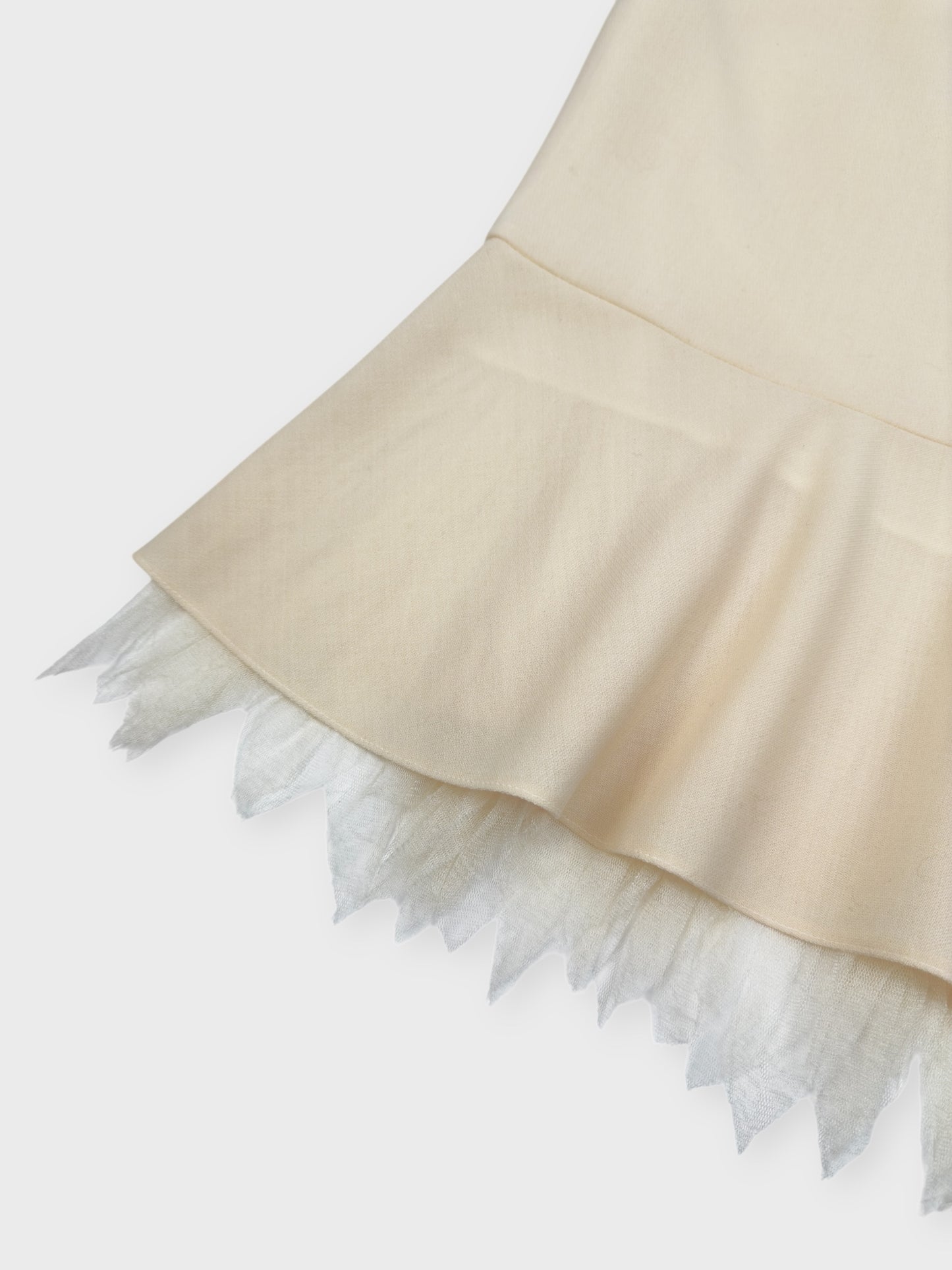 Blumarine FW 2003 Ivory Cream Virgin Wool Pencil Skirt  - Relova Archiva
