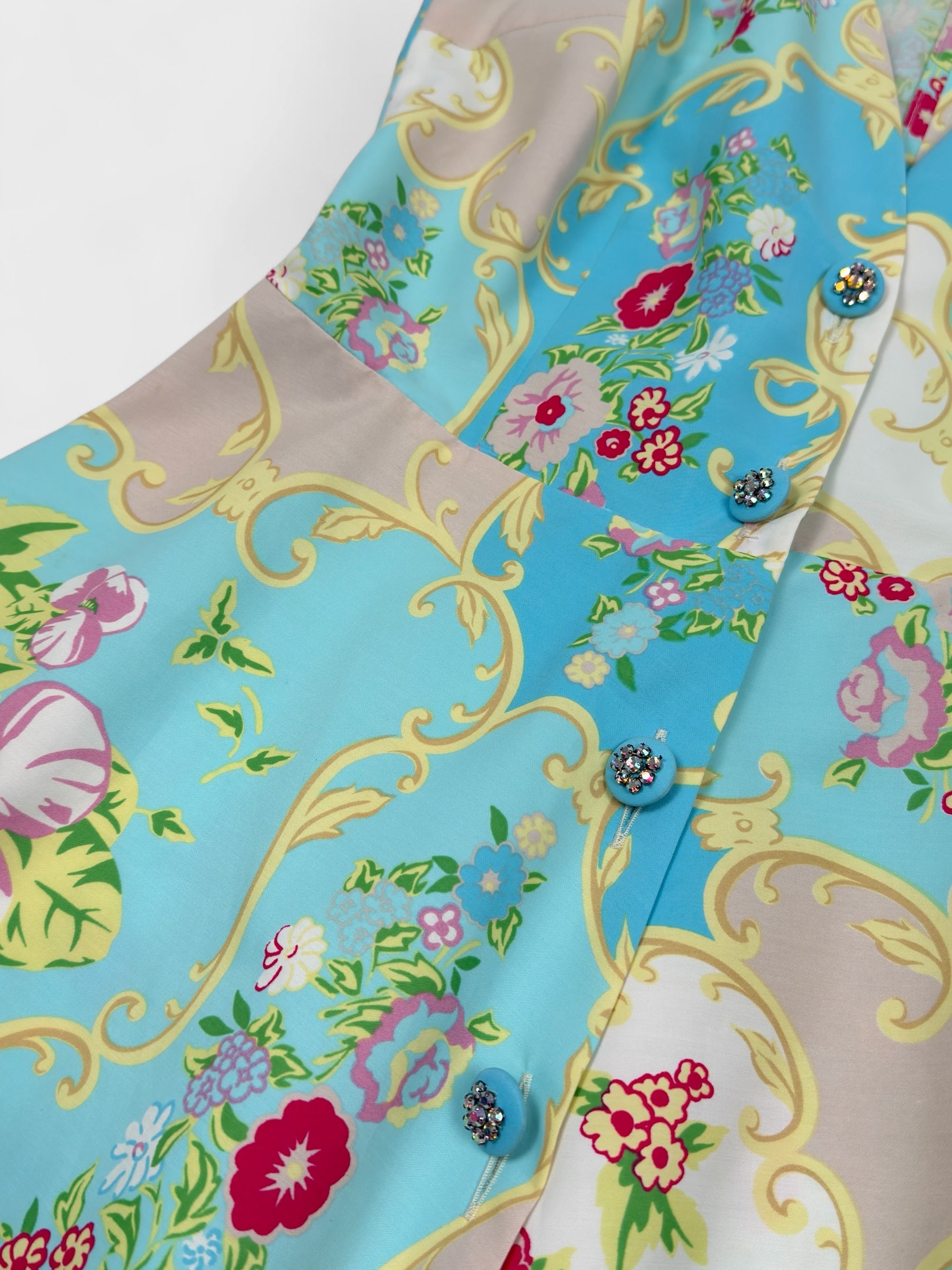Blumarine SS 2001 Baroque Floral Pattern Midi Dress - Relova Archiva