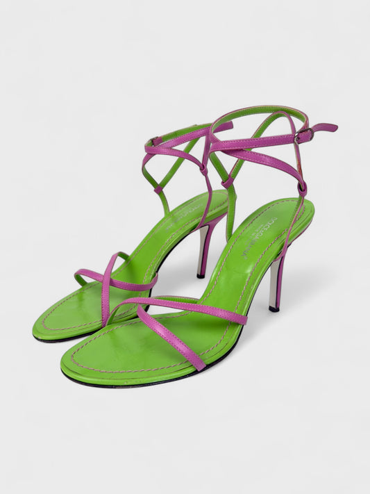 Dolce&Gabbana 2000s Fuchsia Green Strappy Heels Sandals - Relova Archiva