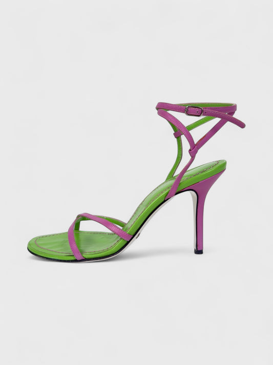 Dolce&Gabbana 2000s Fuchsia Green Strappy Heels Sandals - Relova Archiva