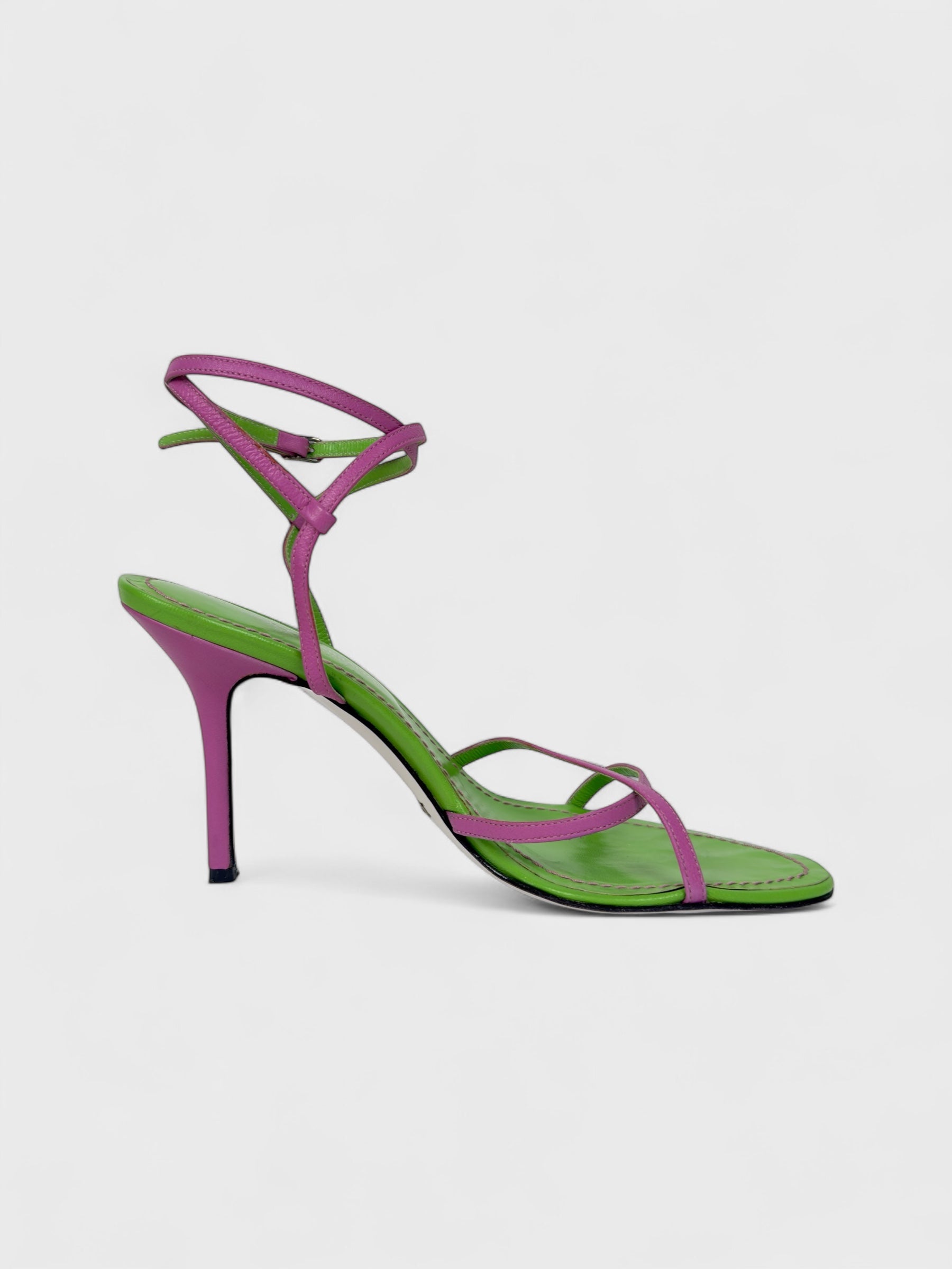 Dolce&Gabbana 2000s Fuchsia Green Strappy Heels Sandals - Relova Archiva